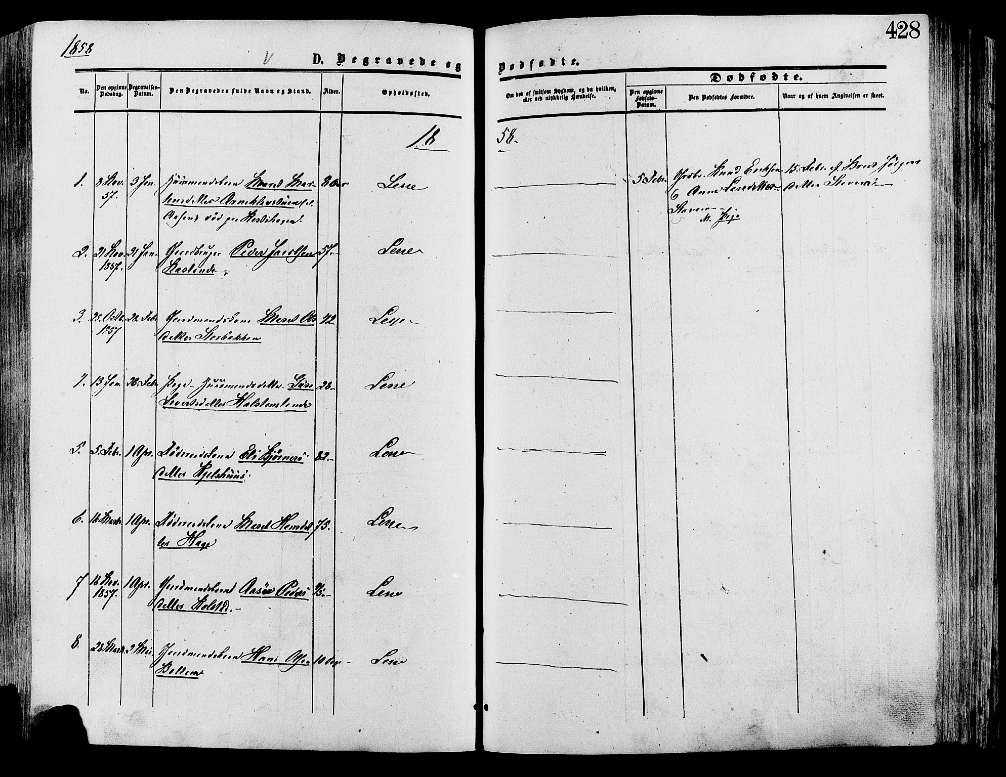Lesja prestekontor, SAH/PREST-068/H/Ha/Haa/L0008: Parish register (official) no. 8, 1854-1880, p. 428