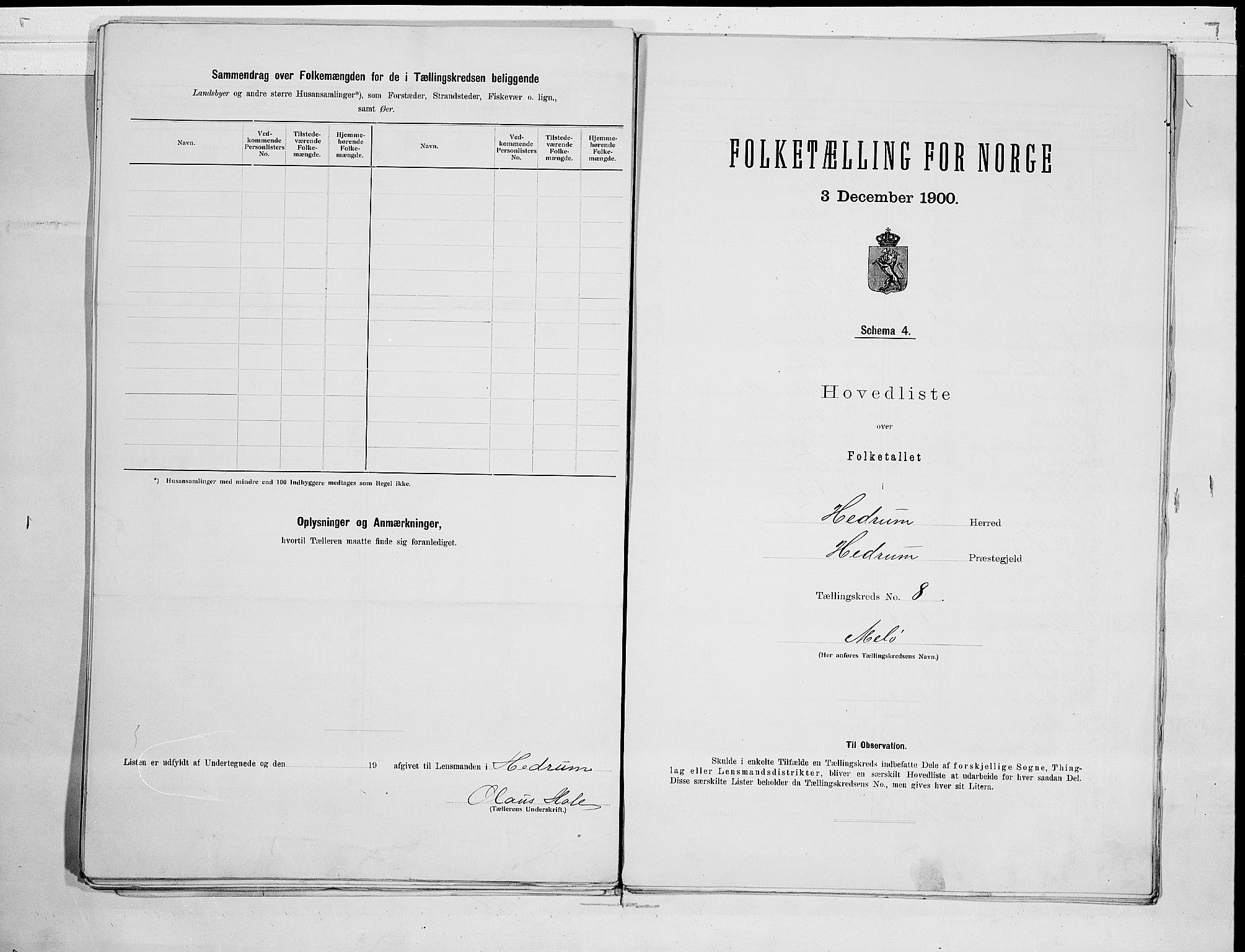 RA, 1900 census for Hedrum, 1900, p. 18