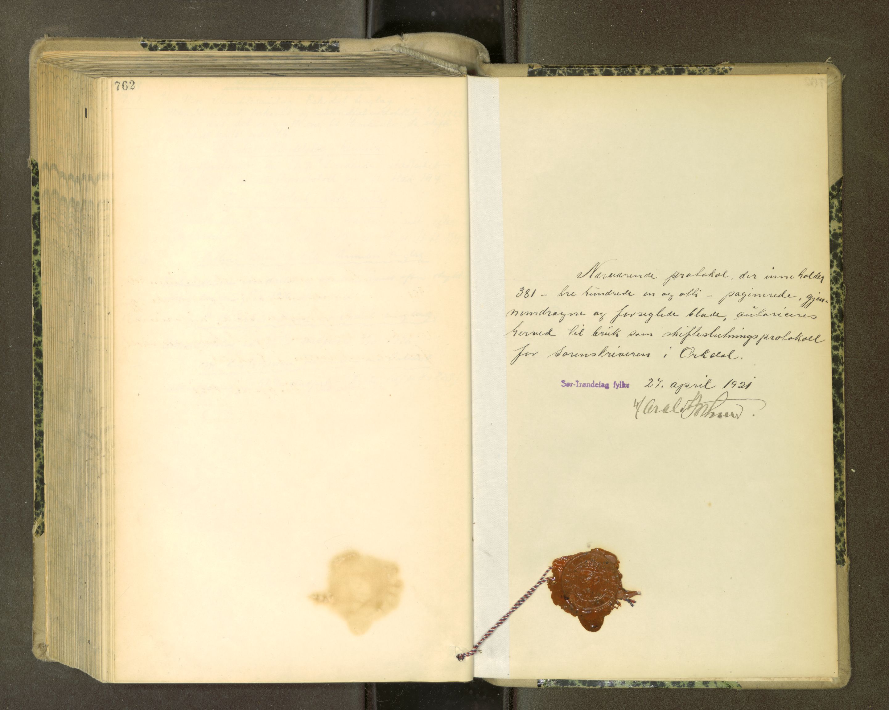 Orkdal sorenskriveri, AV/SAT-A-4169/1/3/3Aa/L0017: Skifteprotokoller, 1921-1929, p. 762
