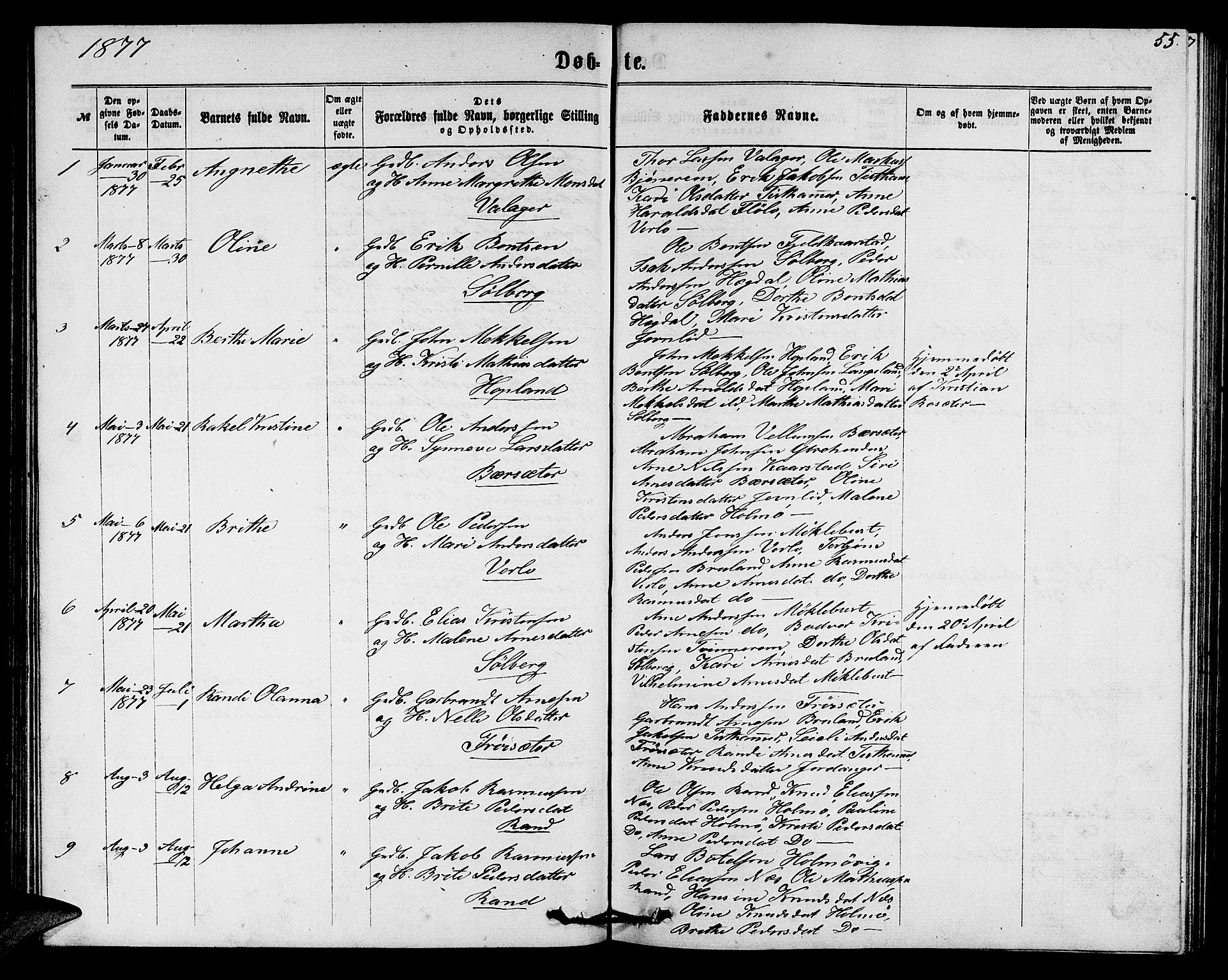 Innvik sokneprestembete, SAB/A-80501: Parish register (copy) no. C 2, 1864-1882, p. 55
