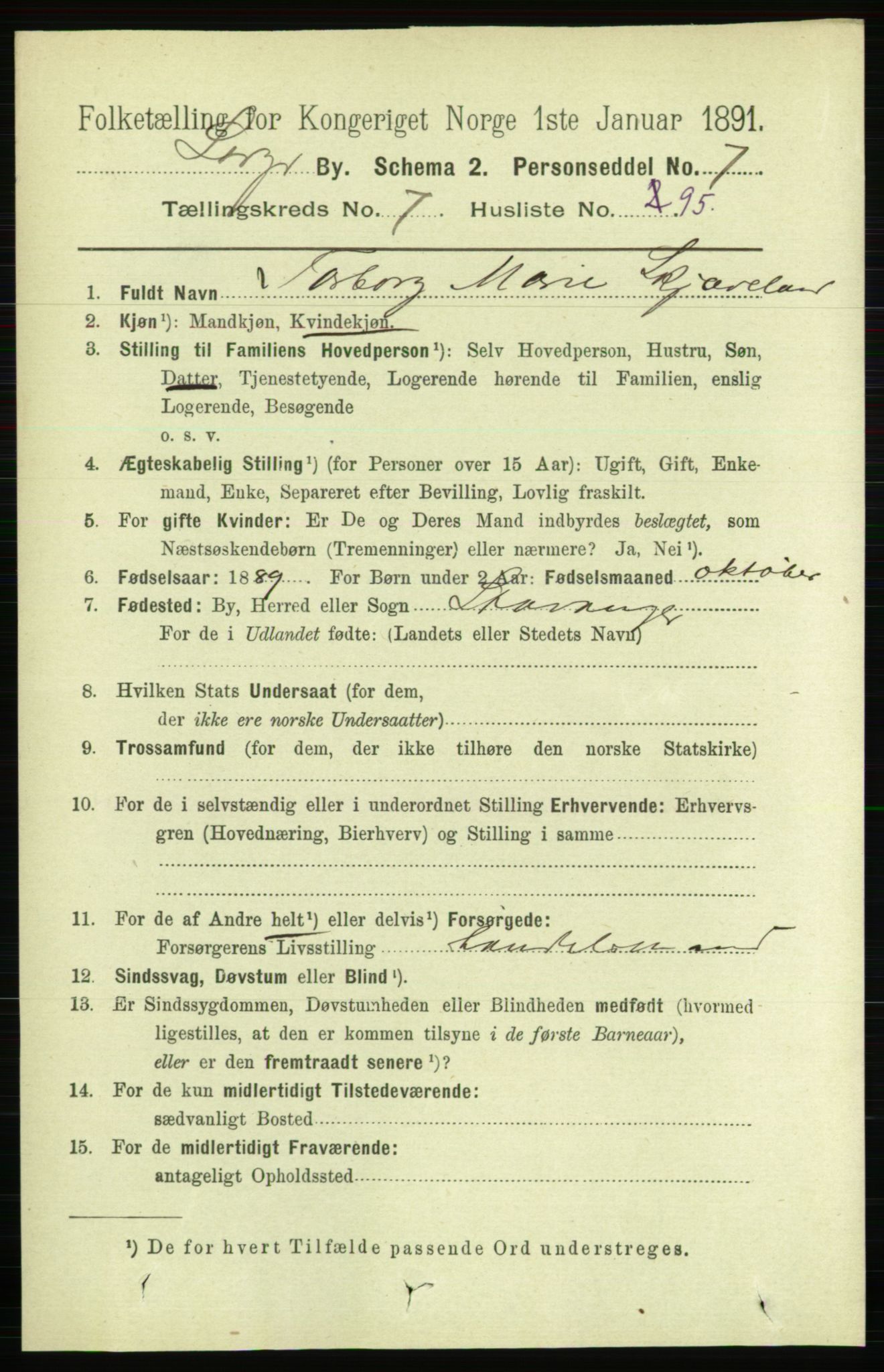 RA, 1891 census for 1103 Stavanger, 1891, p. 11973