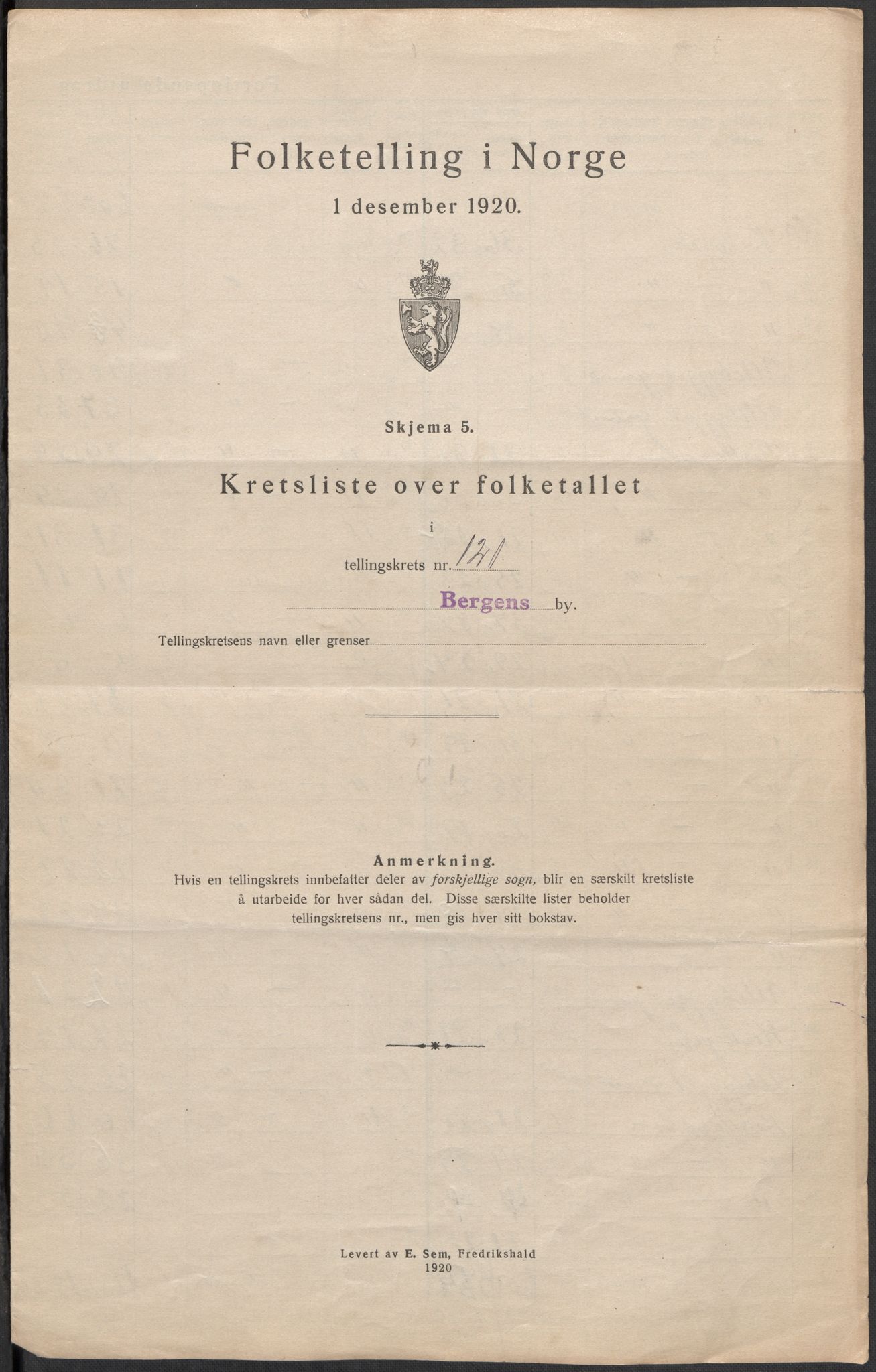 SAB, 1920 census for Bergen, 1920, p. 378