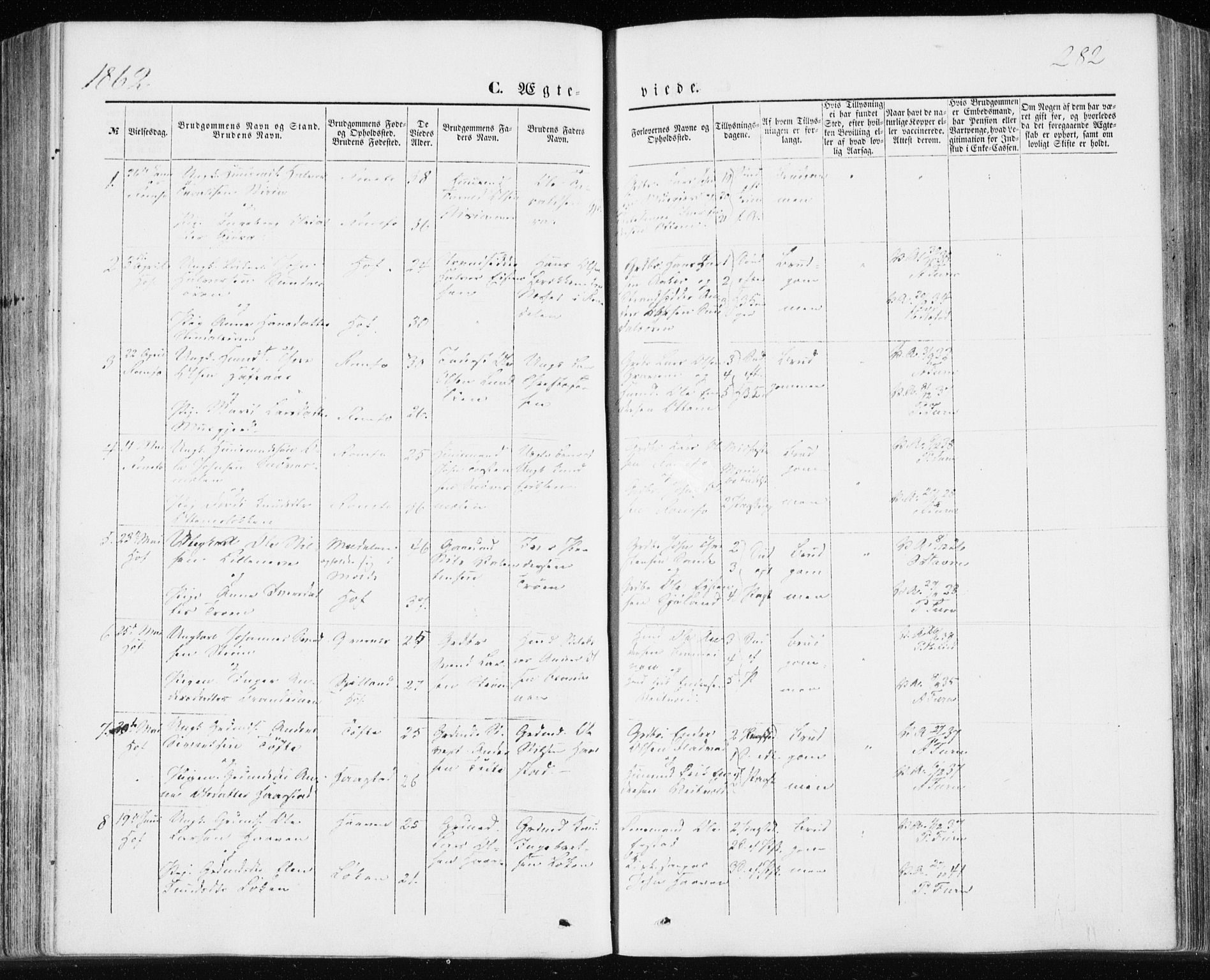 Ministerialprotokoller, klokkerbøker og fødselsregistre - Møre og Romsdal, AV/SAT-A-1454/590/L1013: Parish register (official) no. 590A05, 1847-1877, p. 282