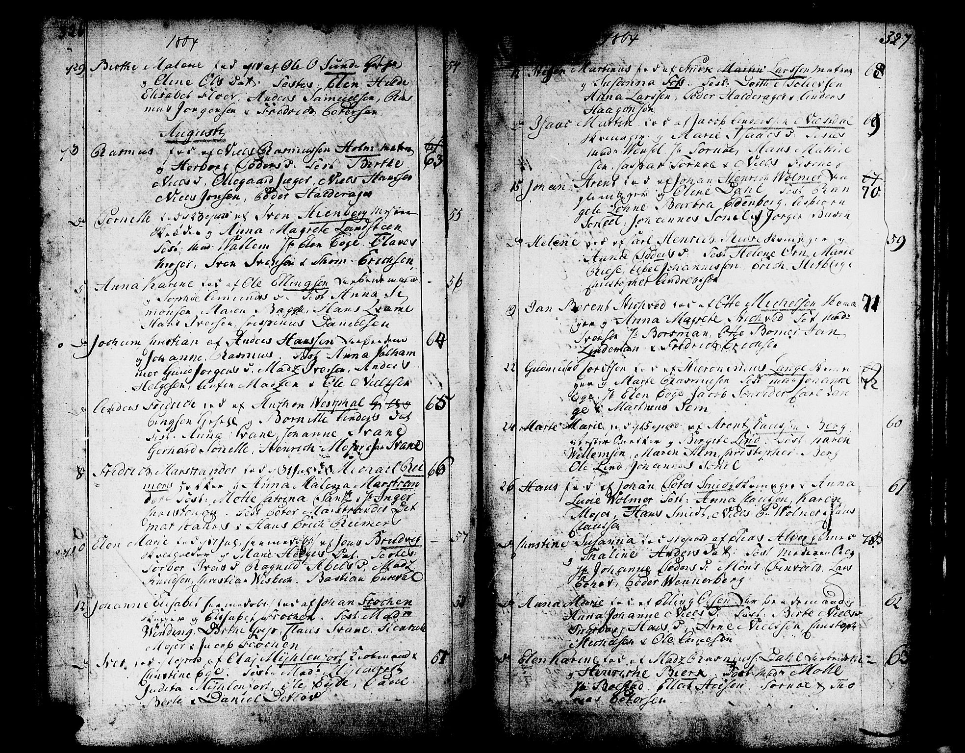 Domkirken sokneprestembete, AV/SAB-A-74801/H/Haa/L0004: Parish register (official) no. A 4, 1763-1820, p. 326-327