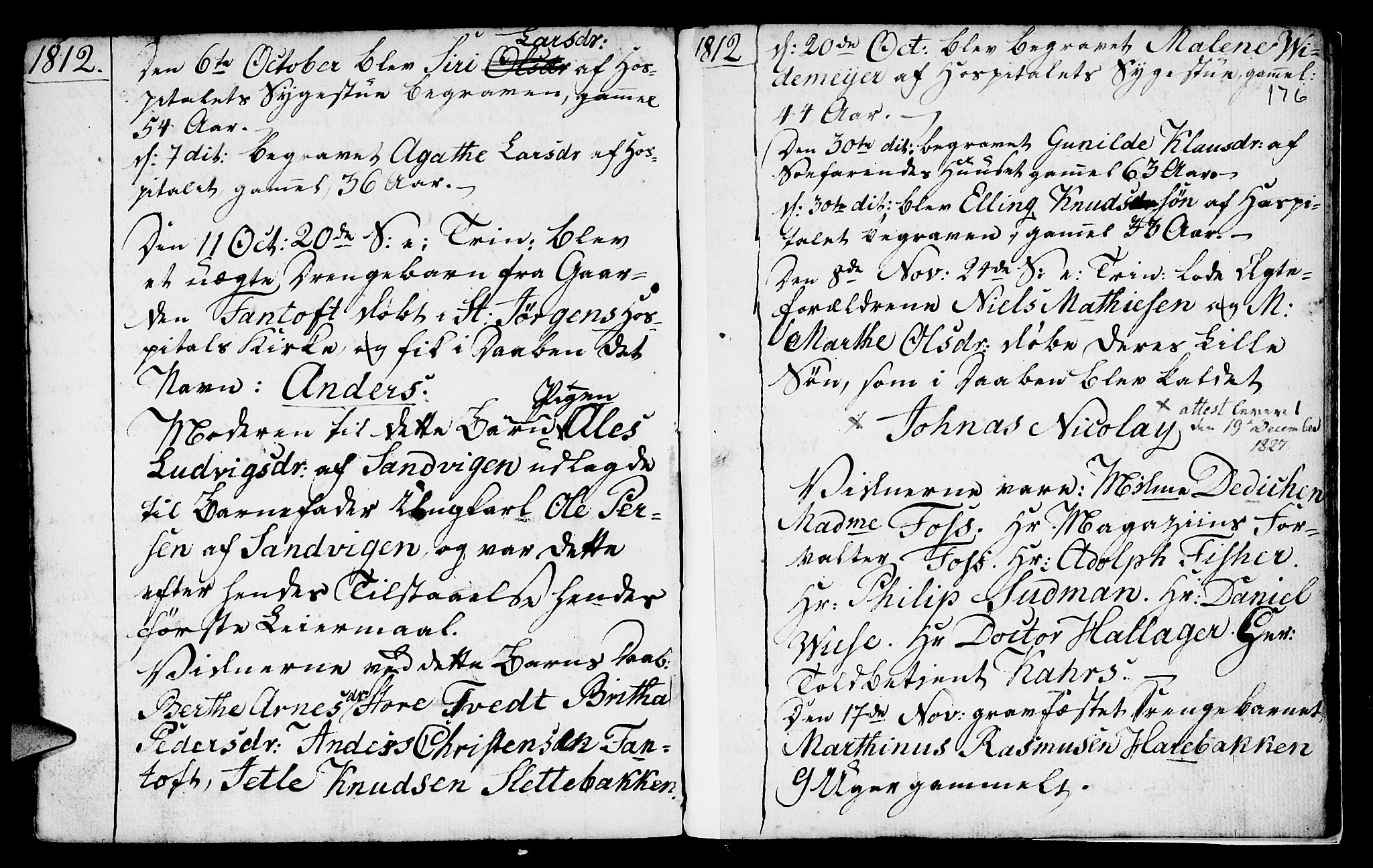 St. Jørgens hospital og Årstad sokneprestembete, AV/SAB-A-99934: Parish register (official) no. A 2, 1766-1814, p. 176