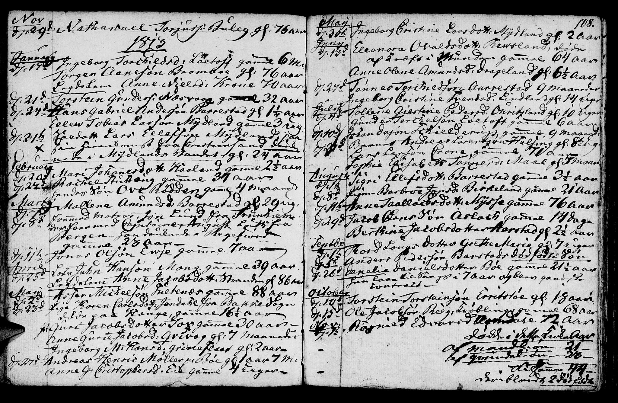 Sokndal sokneprestkontor, AV/SAST-A-101808: Parish register (official) no. A 5, 1806-1826, p. 108