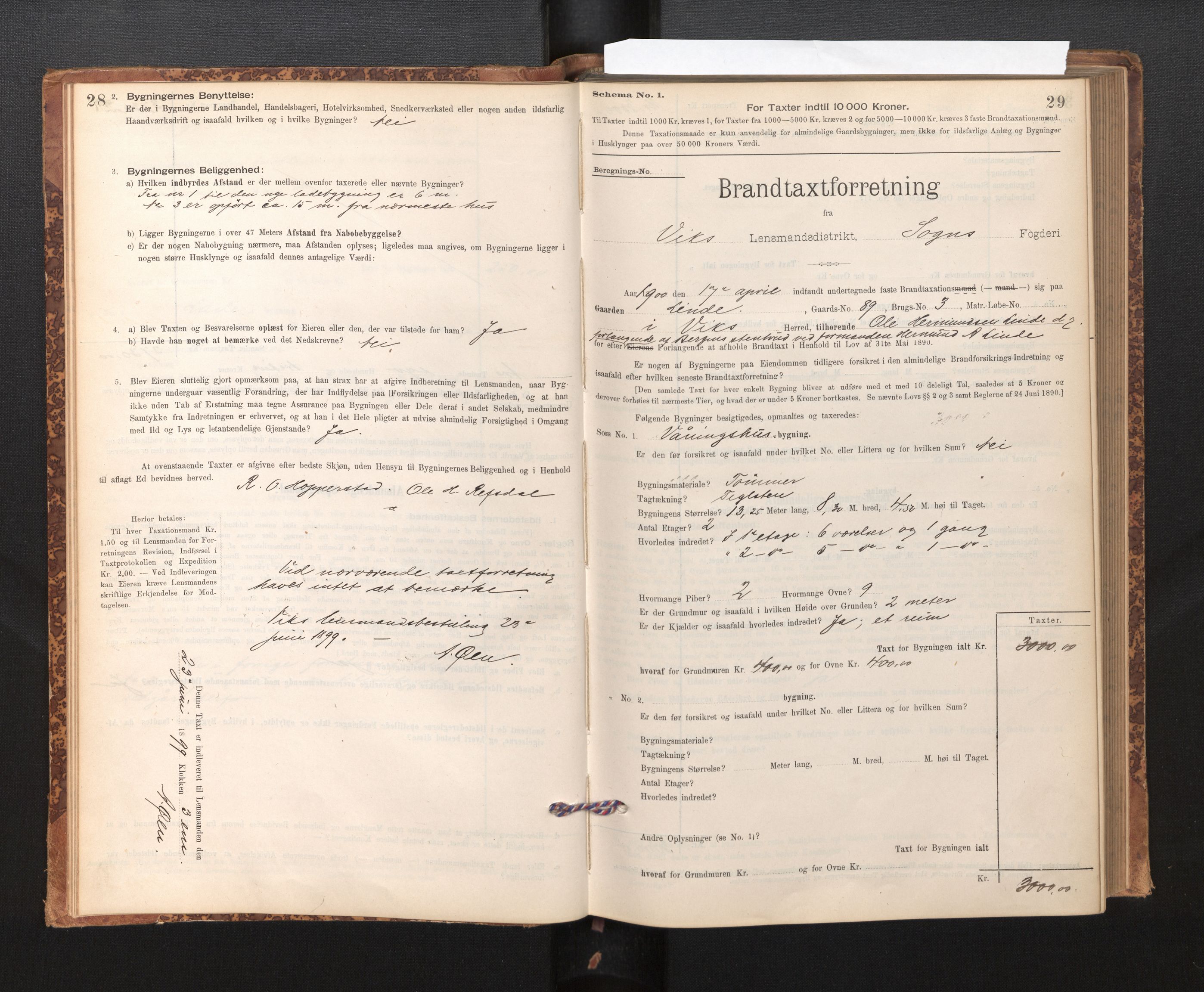 Lensmannen i Vik, SAB/A-30301/0012/L0006: Branntakstprotokoll, skjematakst, 1896-1949, p. 28-29