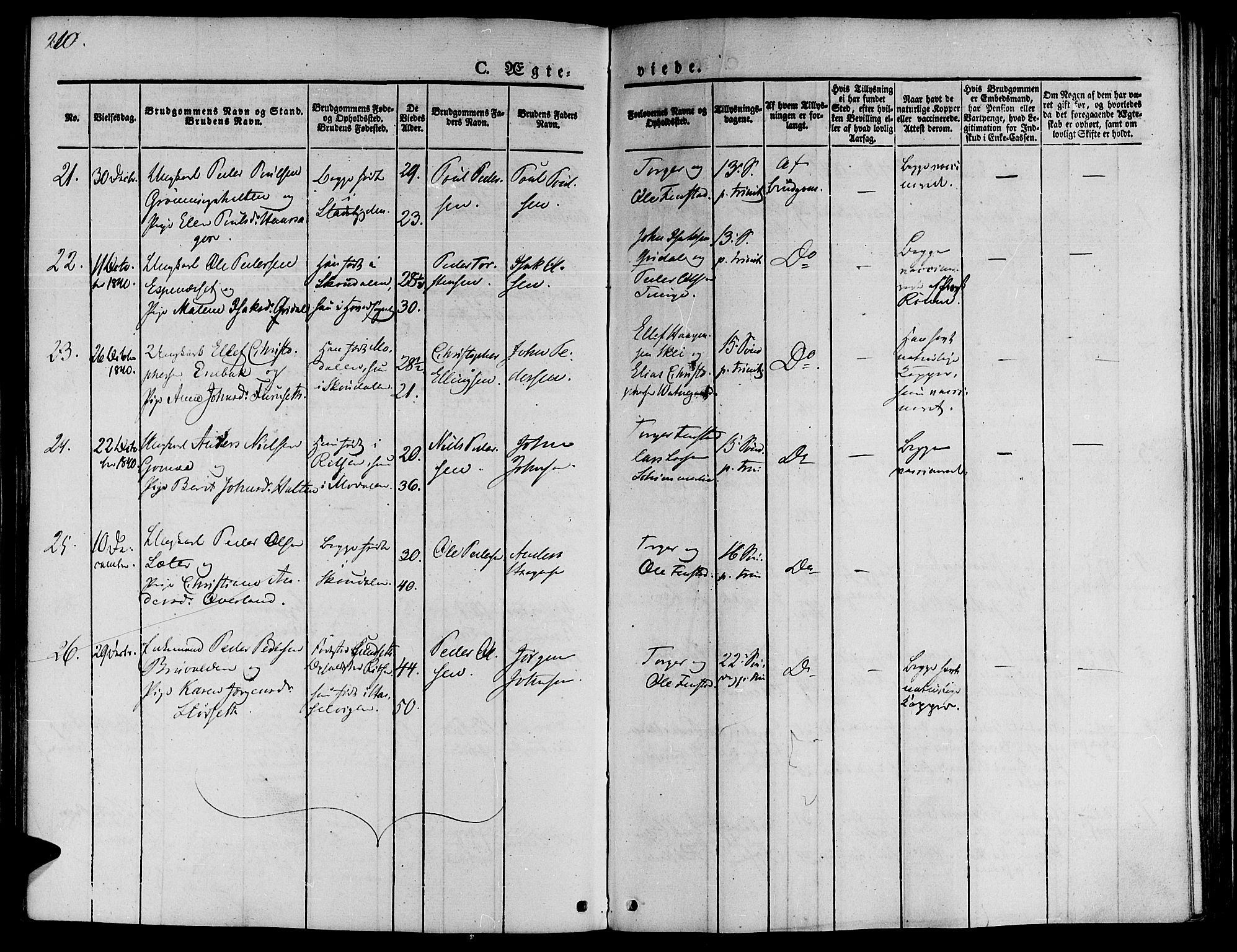 Ministerialprotokoller, klokkerbøker og fødselsregistre - Sør-Trøndelag, SAT/A-1456/646/L0610: Parish register (official) no. 646A08, 1837-1847, p. 210