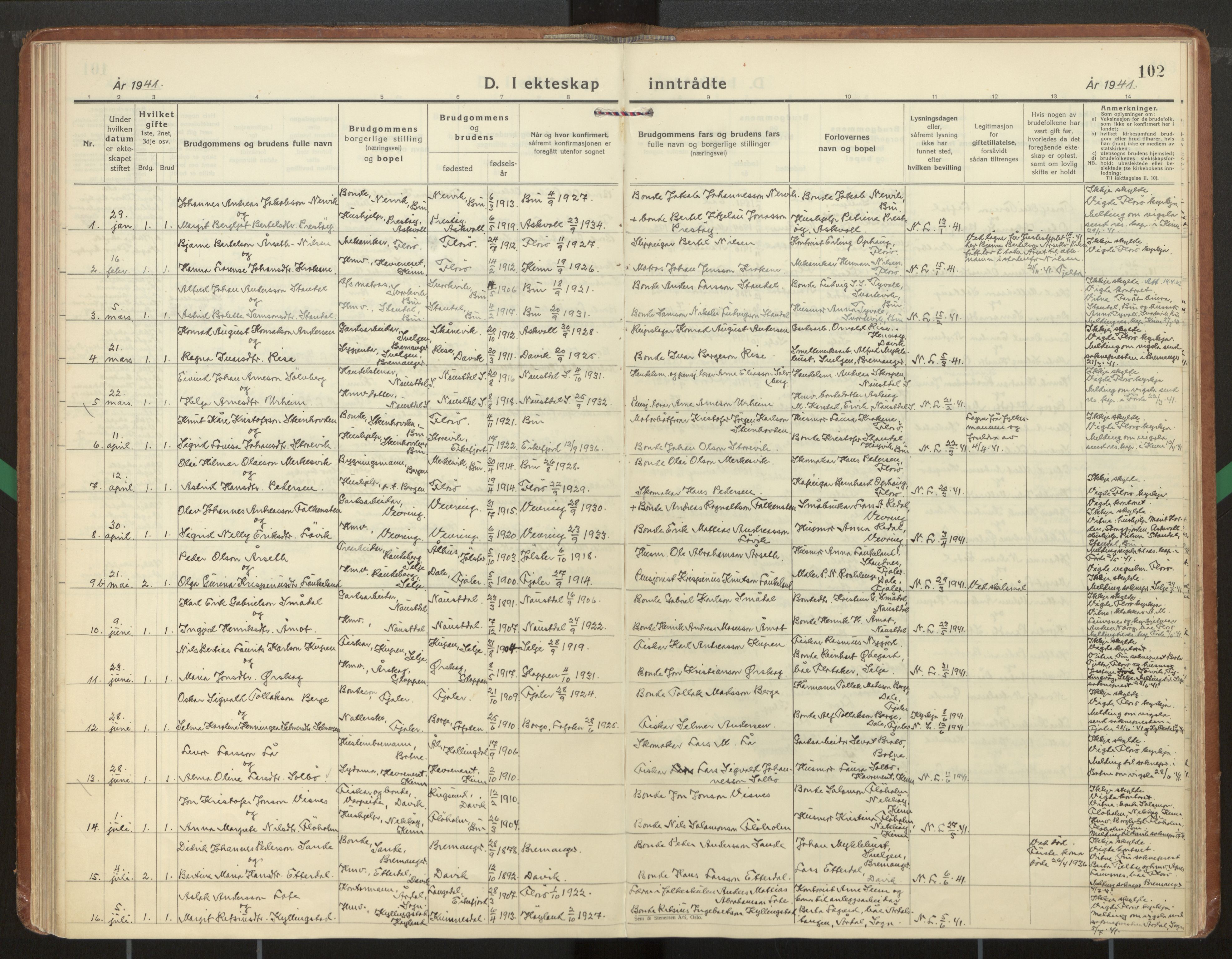 Kinn sokneprestembete, AV/SAB-A-80801/H/Haa/Haac/L0004: Parish register (official) no. C 4, 1935-1947, p. 102