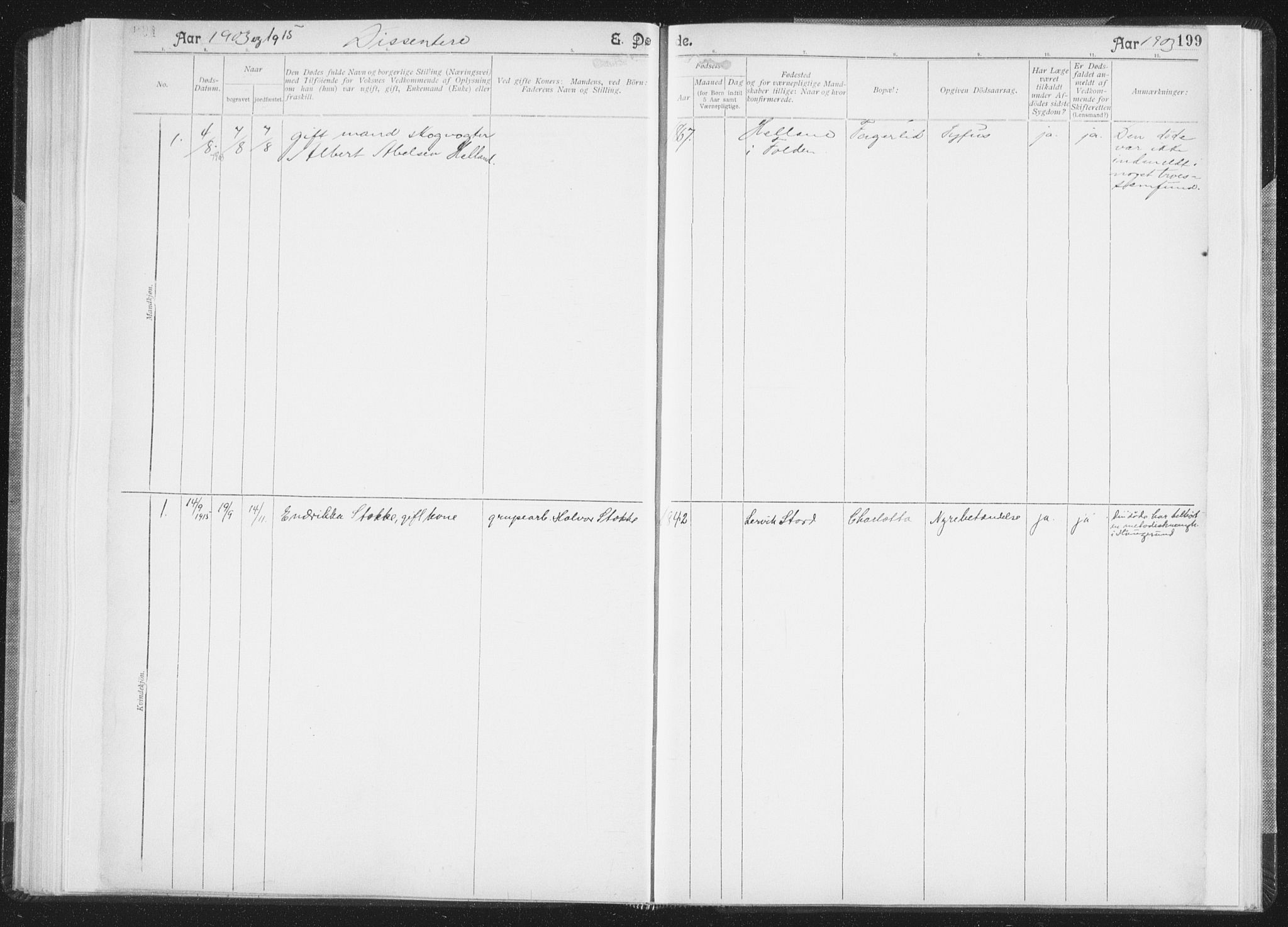 Ministerialprotokoller, klokkerbøker og fødselsregistre - Nordland, SAT/A-1459/850/L0711: Curate's parish register no. 850B01, 1902-1915, p. 199