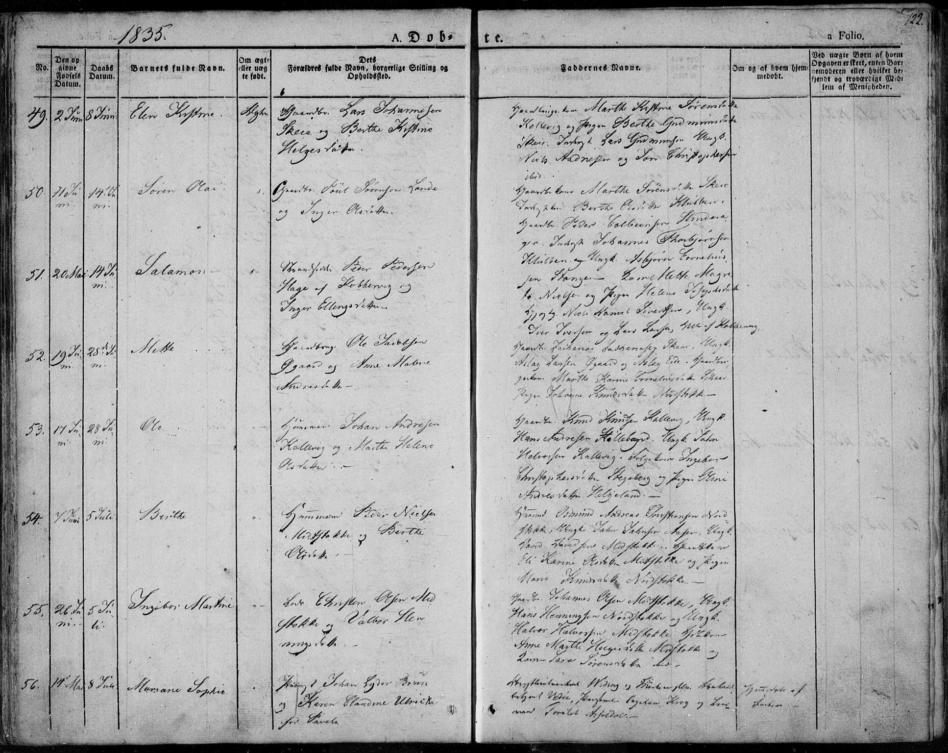 Avaldsnes sokneprestkontor, SAST/A -101851/H/Ha/Haa/L0005: Parish register (official) no. A 5.1, 1825-1841, p. 122