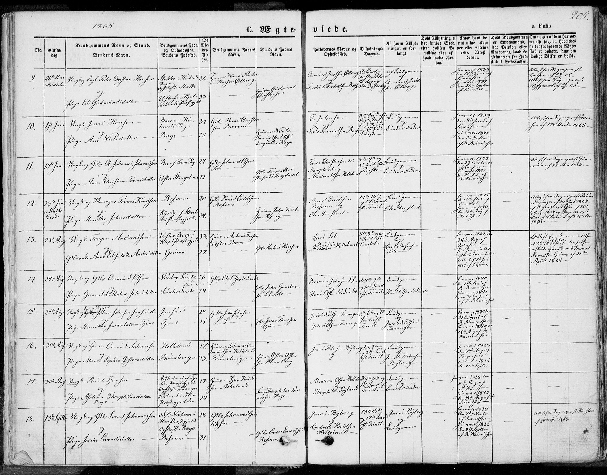 Håland sokneprestkontor, AV/SAST-A-101802/001/30BA/L0008: Parish register (official) no. A 7.2, 1854-1870, p. 205