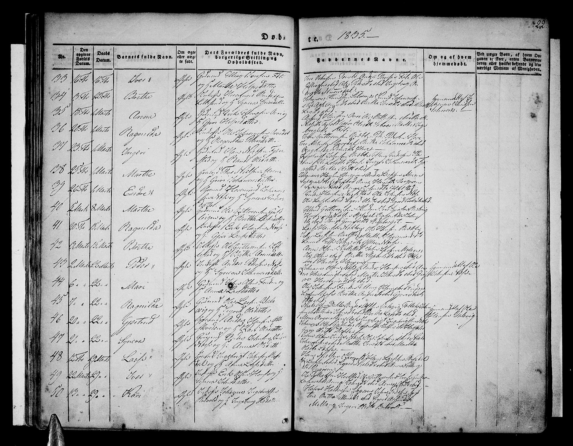 Vik sokneprestembete, AV/SAB-A-81501/H/Haa/Haaa/L0007: Parish register (official) no. A 7, 1831-1845, p. 22