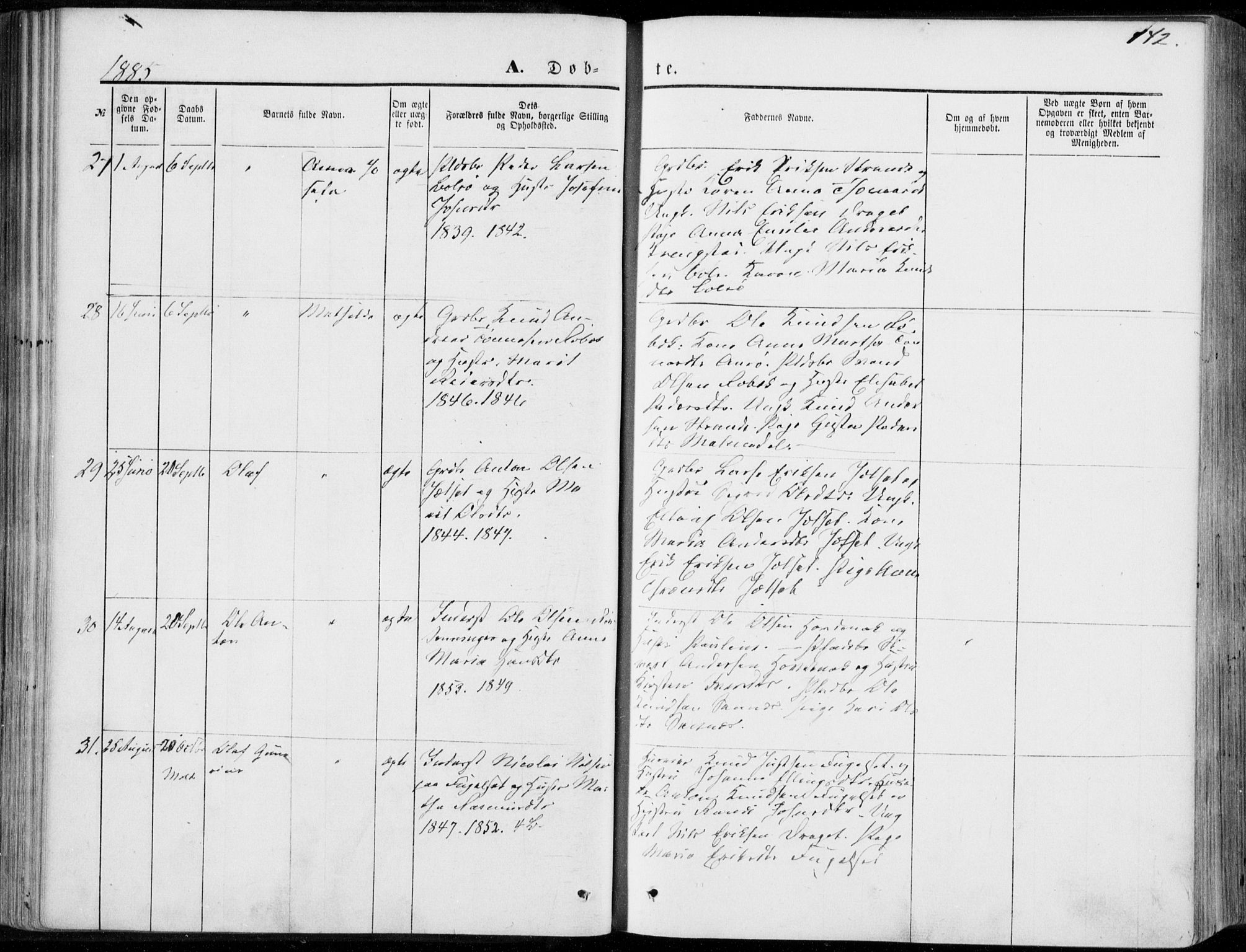 Ministerialprotokoller, klokkerbøker og fødselsregistre - Møre og Romsdal, SAT/A-1454/555/L0655: Parish register (official) no. 555A05, 1869-1886, p. 142