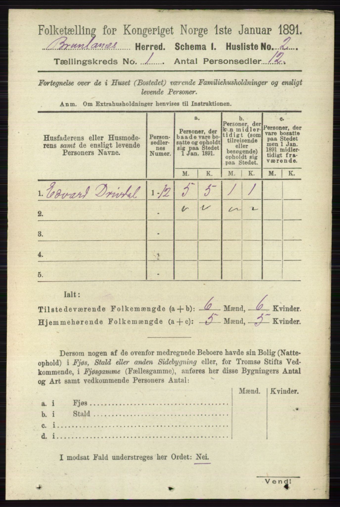 RA, 1891 census for 0726 Brunlanes, 1891, p. 37