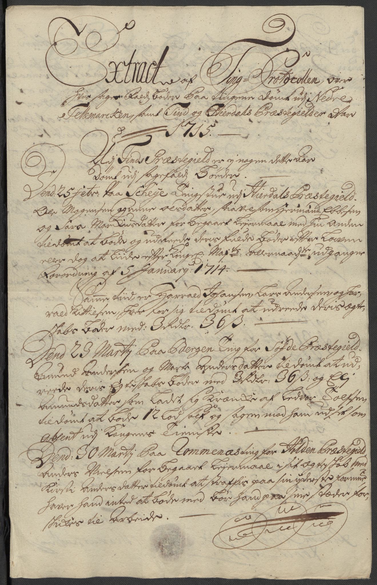 Rentekammeret inntil 1814, Reviderte regnskaper, Fogderegnskap, AV/RA-EA-4092/R36/L2127: Fogderegnskap Øvre og Nedre Telemark og Bamble, 1715, p. 227