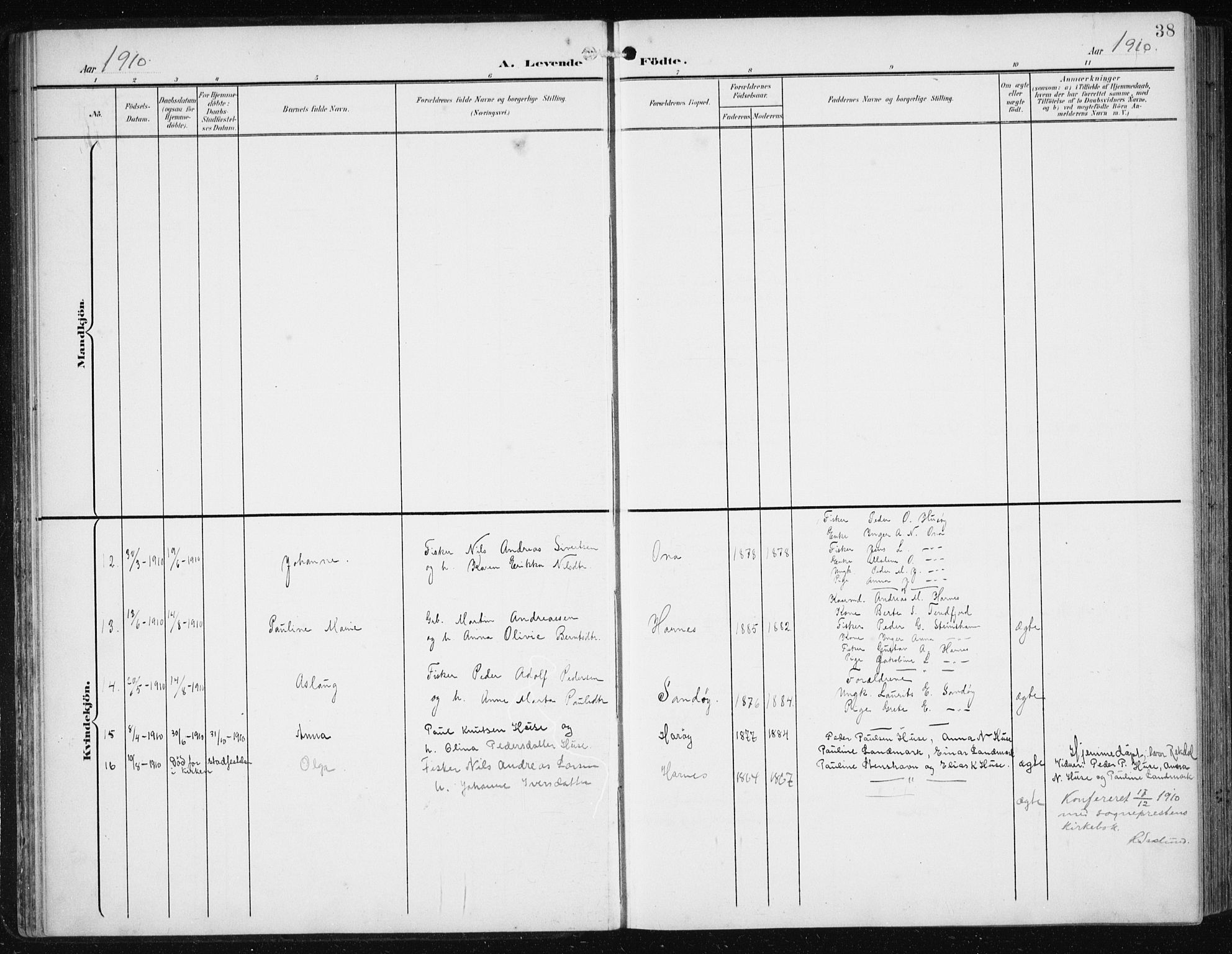 Ministerialprotokoller, klokkerbøker og fødselsregistre - Møre og Romsdal, SAT/A-1454/561/L0733: Parish register (copy) no. 561C03, 1900-1940, p. 38