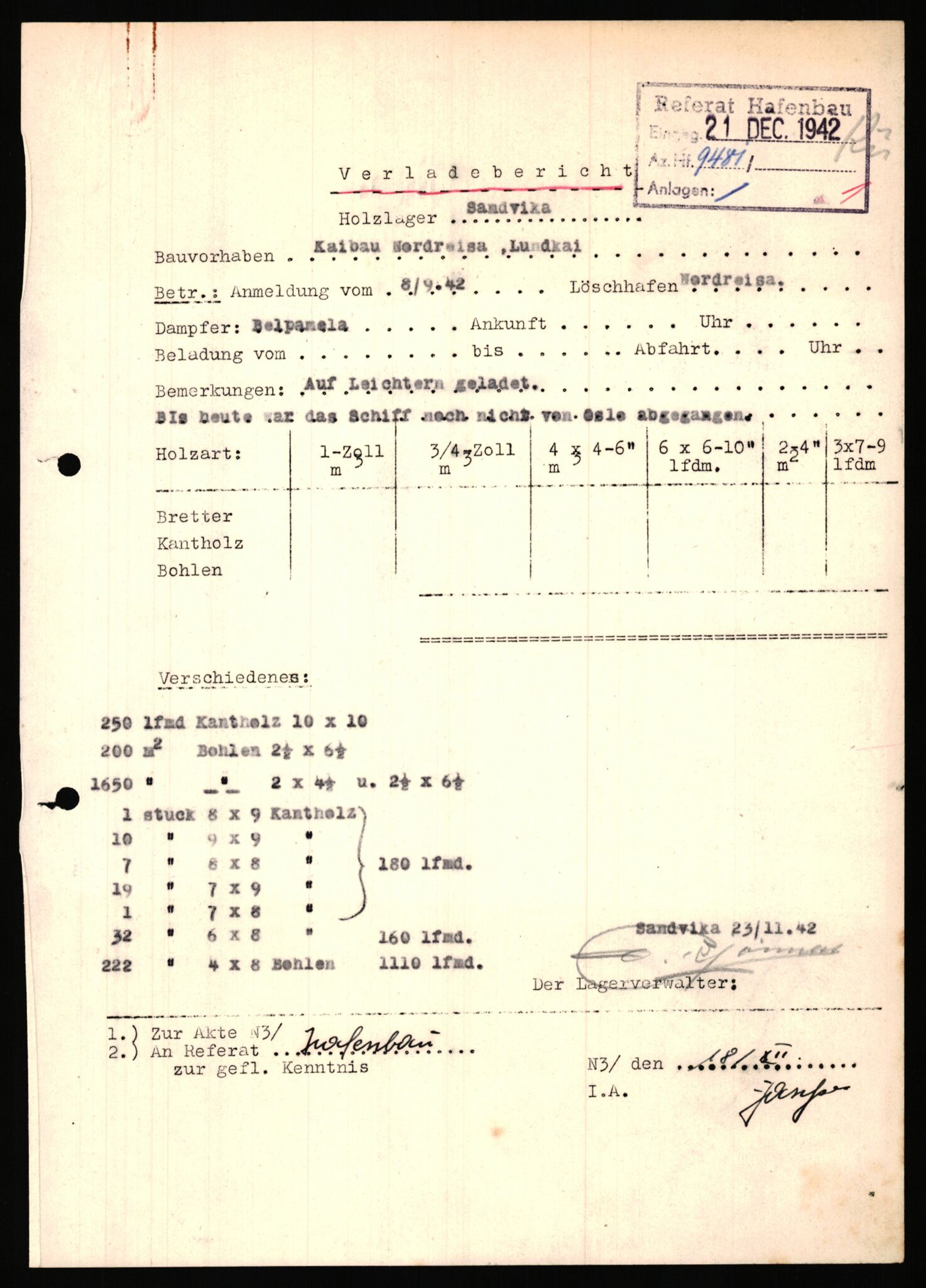 Tyske arkiver, Organisation Todt (OT), Einsatzgruppe Wiking, AV/RA-RAFA-2188/1/E/E6/E6c/L0007: Nachschub: Arkivkode 9451-9490, 1940-1945, p. 567