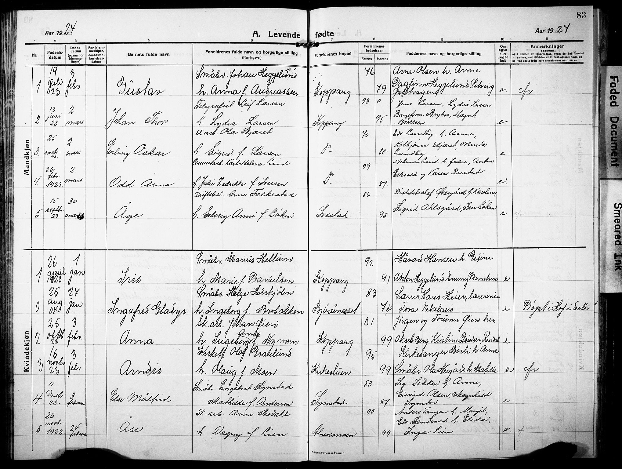 Stor-Elvdal prestekontor, SAH/PREST-052/H/Ha/Hab/L0005: Parish register (copy) no. 5, 1913-1932, p. 83