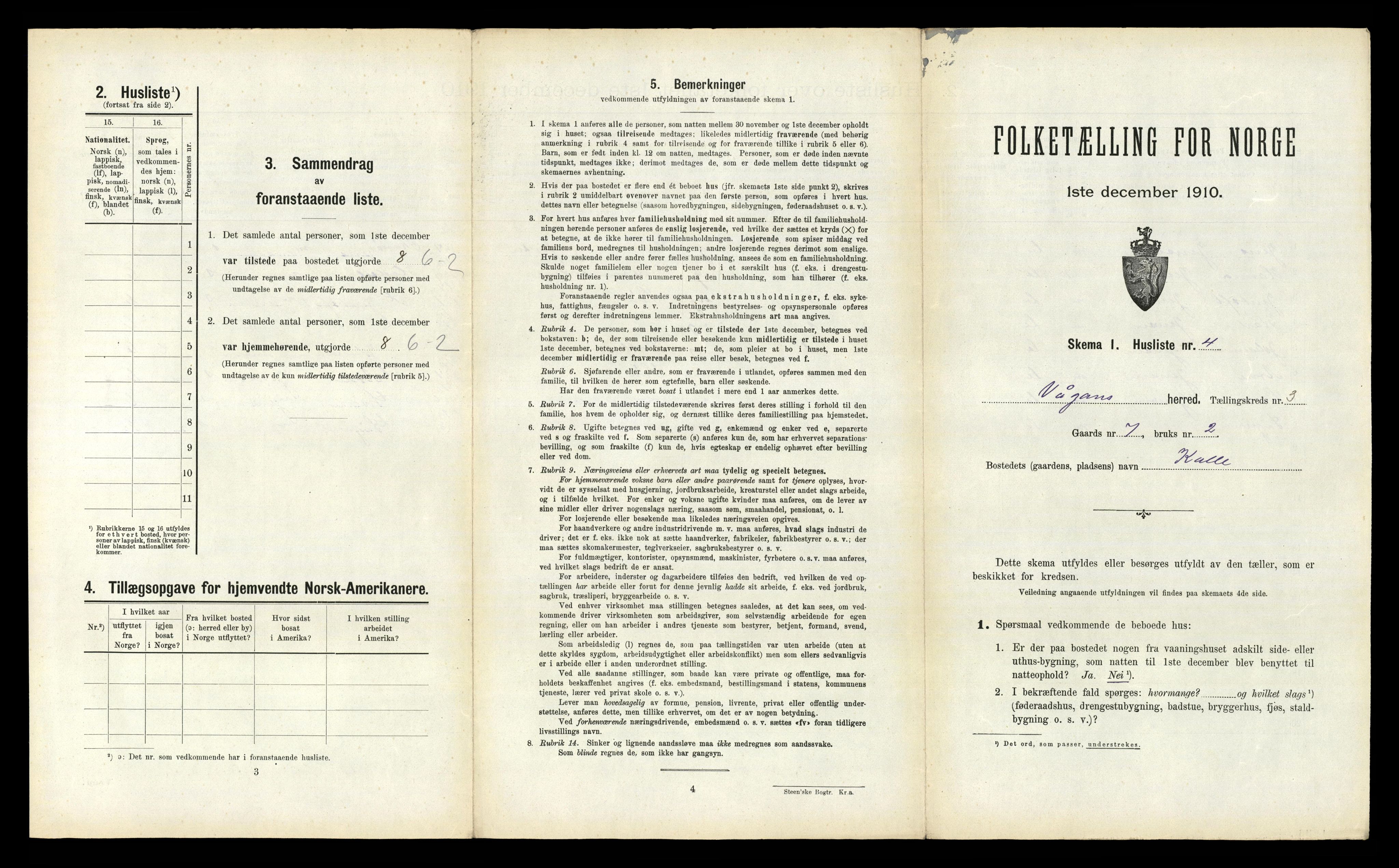 RA, 1910 census for Vågan, 1910, p. 273