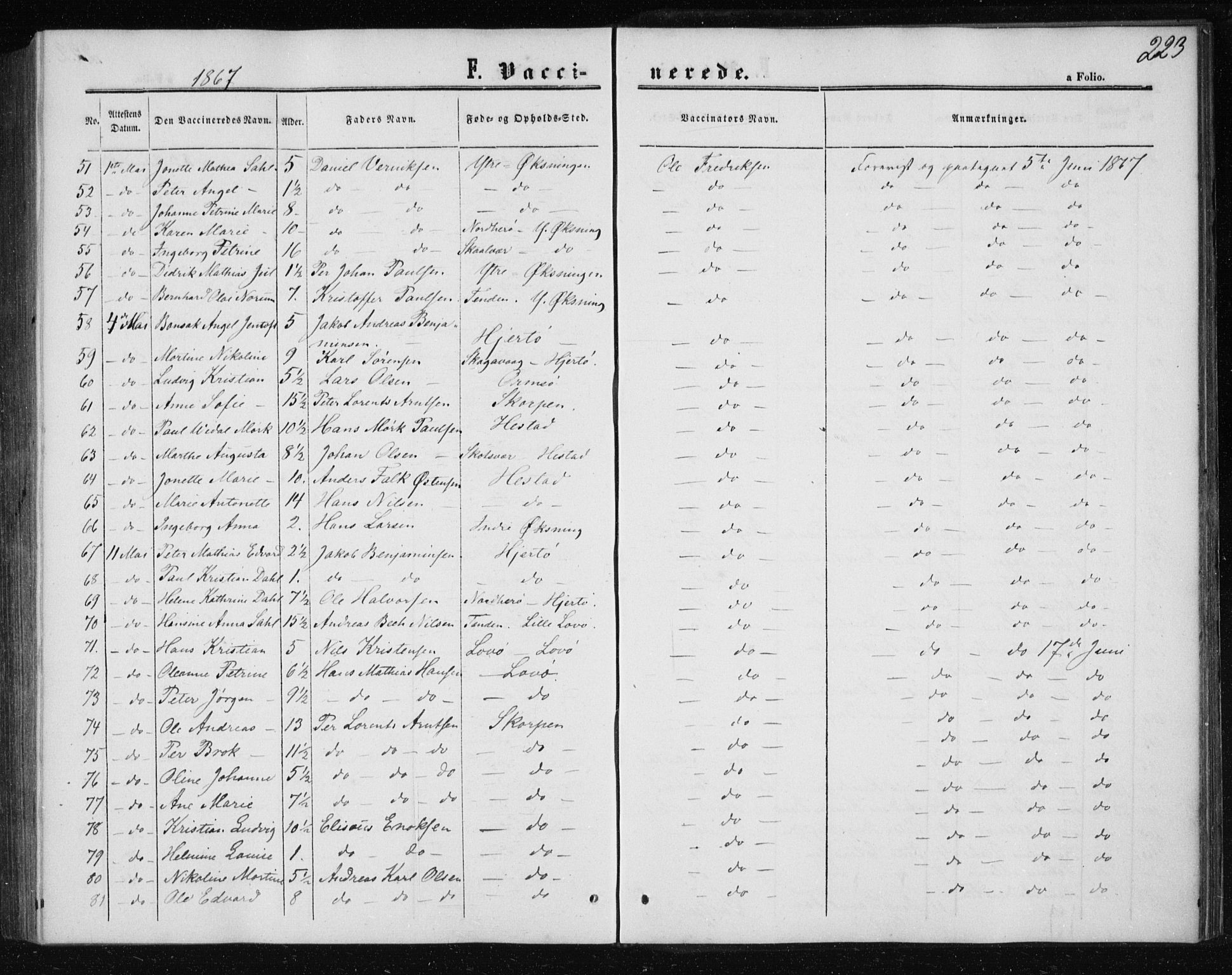 Ministerialprotokoller, klokkerbøker og fødselsregistre - Nordland, AV/SAT-A-1459/834/L0505: Parish register (official) no. 834A03, 1862-1871, p. 223