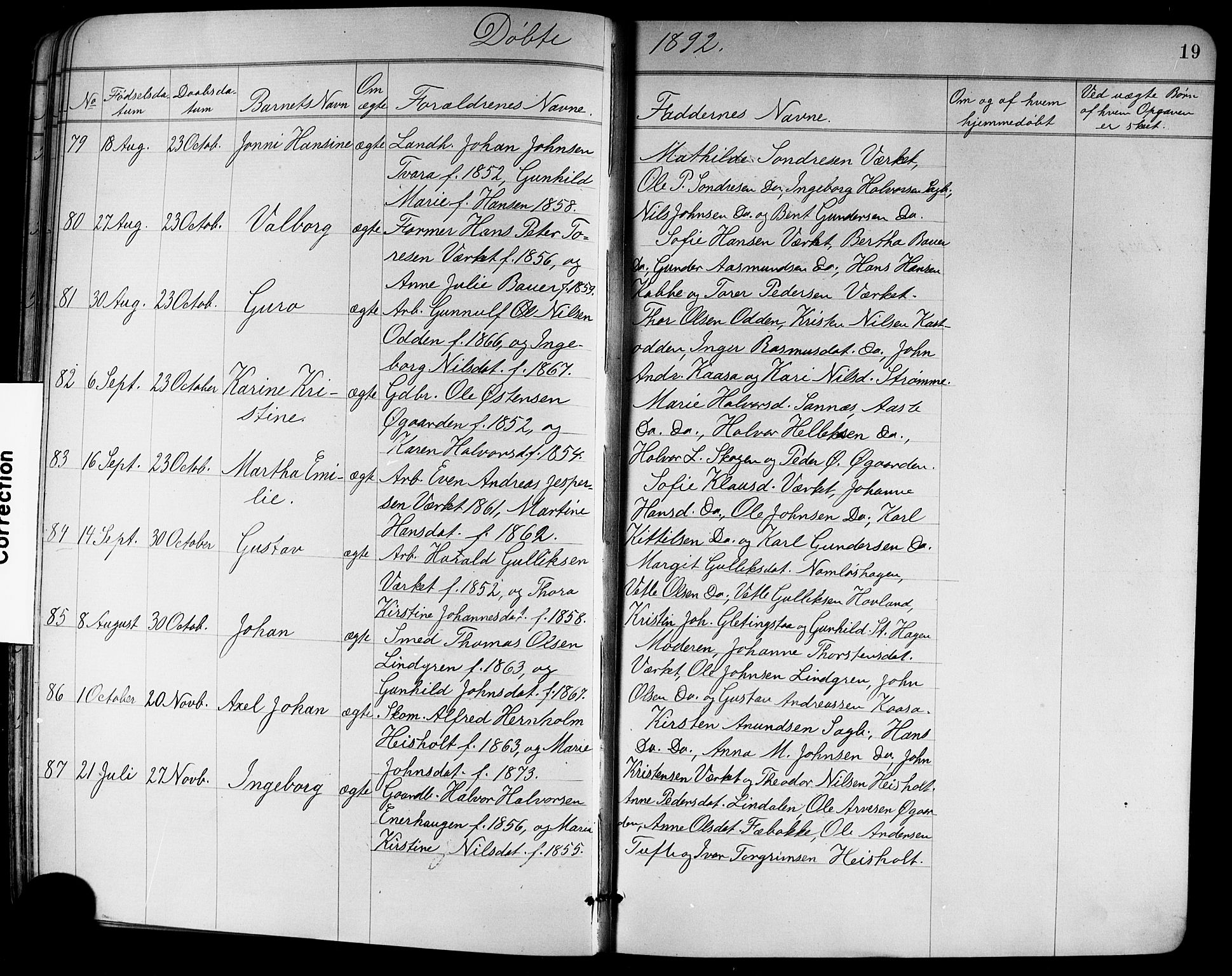 Holla kirkebøker, AV/SAKO-A-272/G/Ga/L0005: Parish register (copy) no. I 5, 1891-1917, p. 19