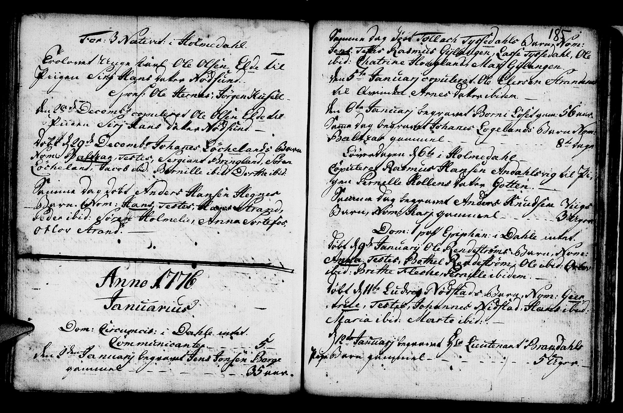 Fjaler sokneprestembete, AV/SAB-A-79801/H/Haa/Haaa/L0001: Parish register (official) no. A 1, 1755-1778, p. 185