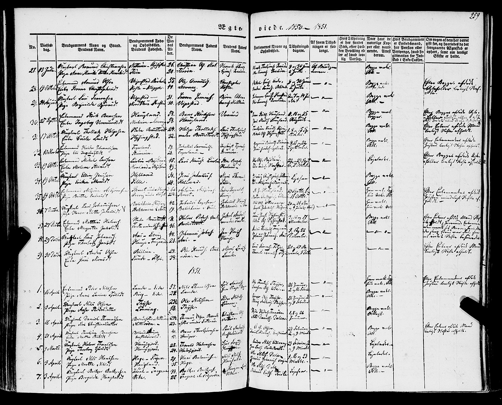Stord sokneprestembete, SAB/A-78201/H/Haa: Parish register (official) no. A 7, 1841-1861, p. 259
