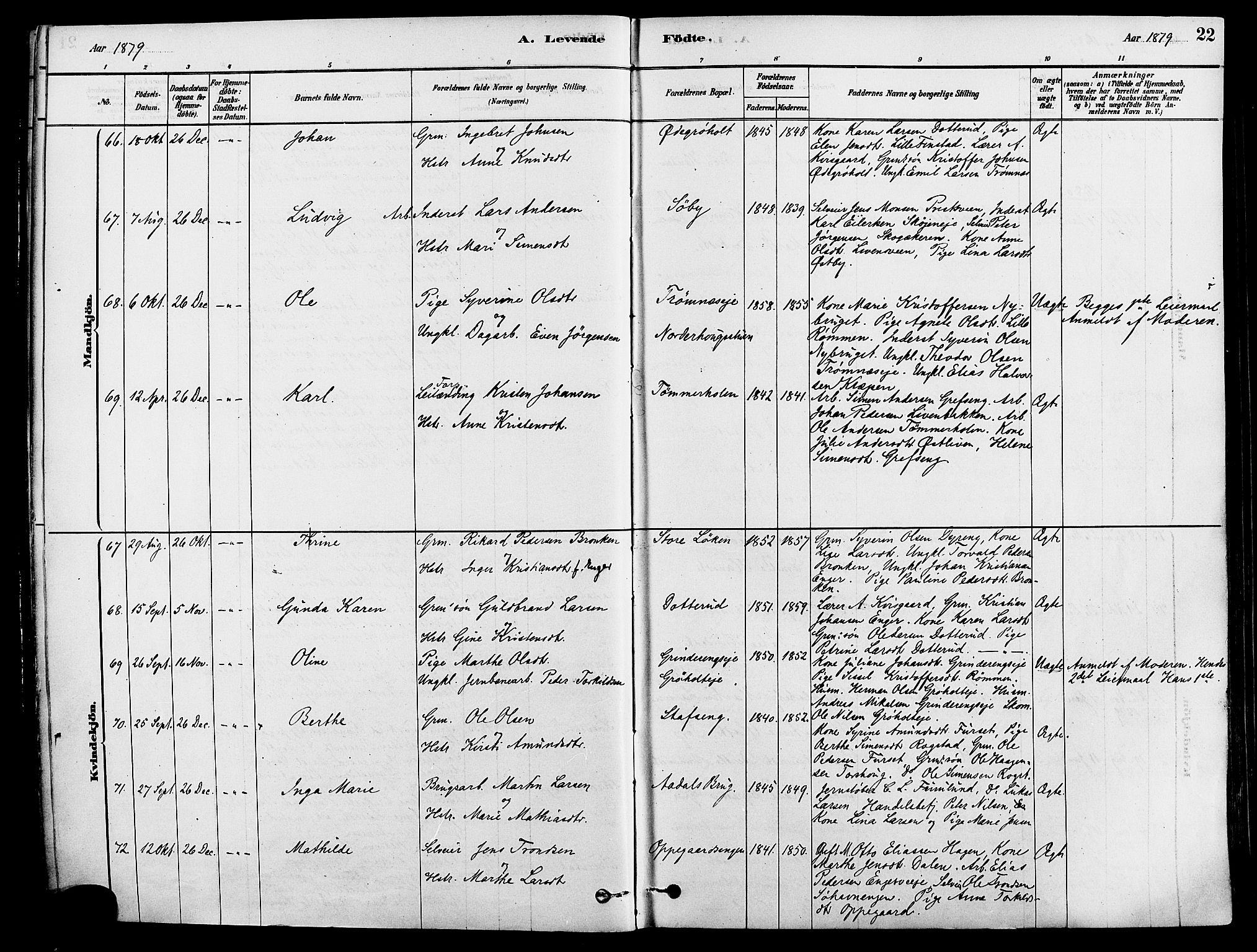 Løten prestekontor, AV/SAH-PREST-022/K/Ka/L0009: Parish register (official) no. 9, 1878-1891, p. 22