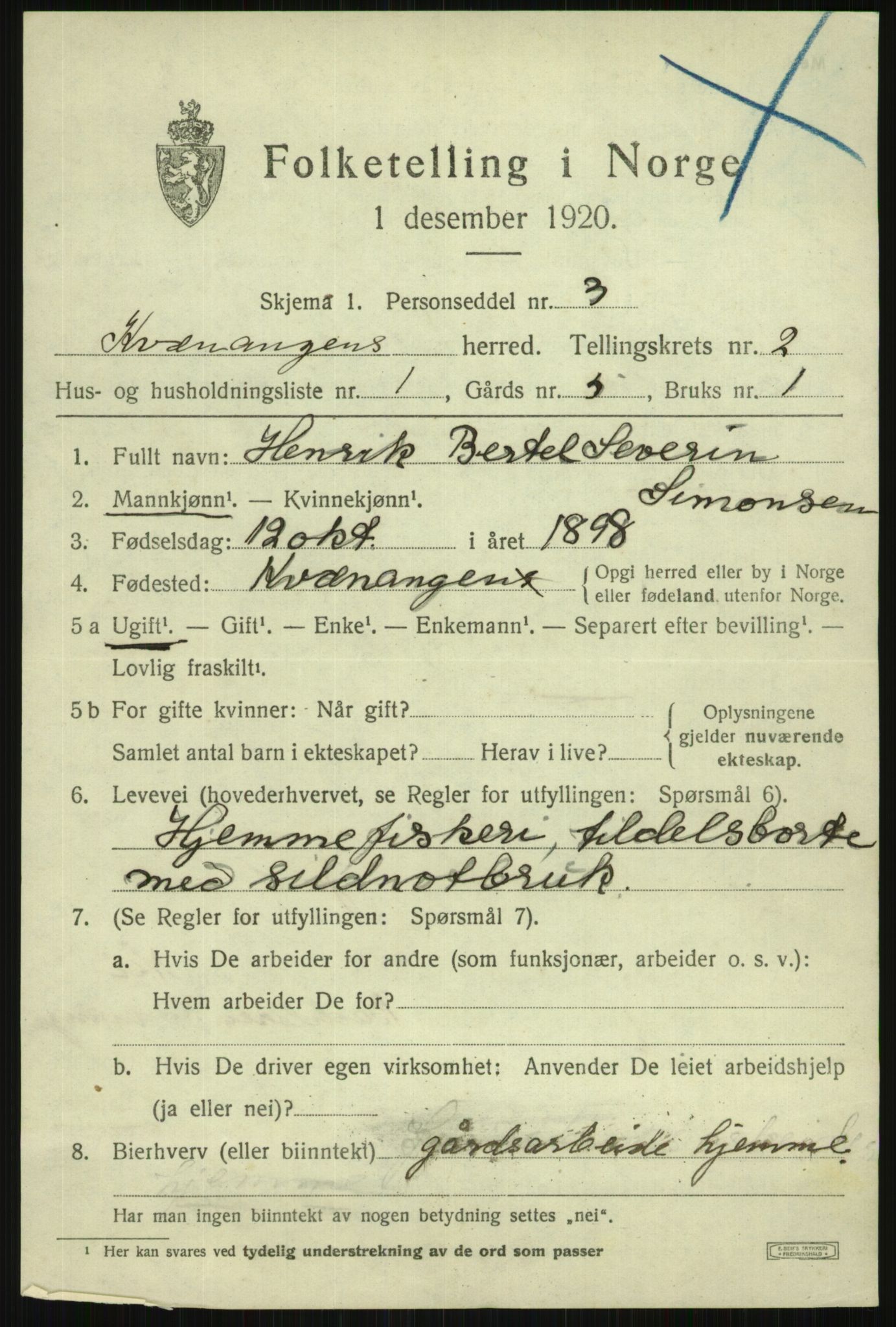 SATØ, 1920 census for Kvænangen, 1920, p. 1220