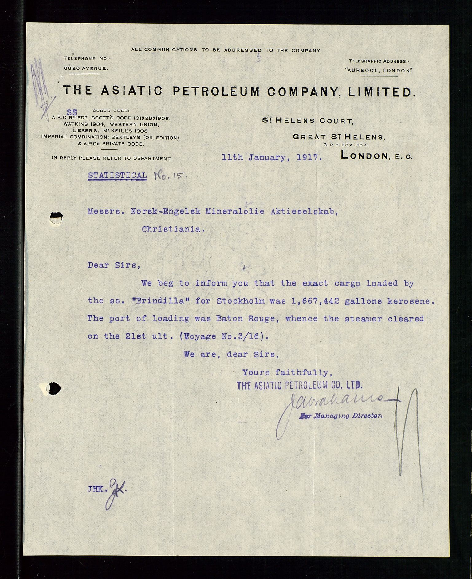 Pa 1521 - A/S Norske Shell, AV/SAST-A-101915/E/Ea/Eaa/L0001: Sjefskorrespondanse, 1917, p. 309