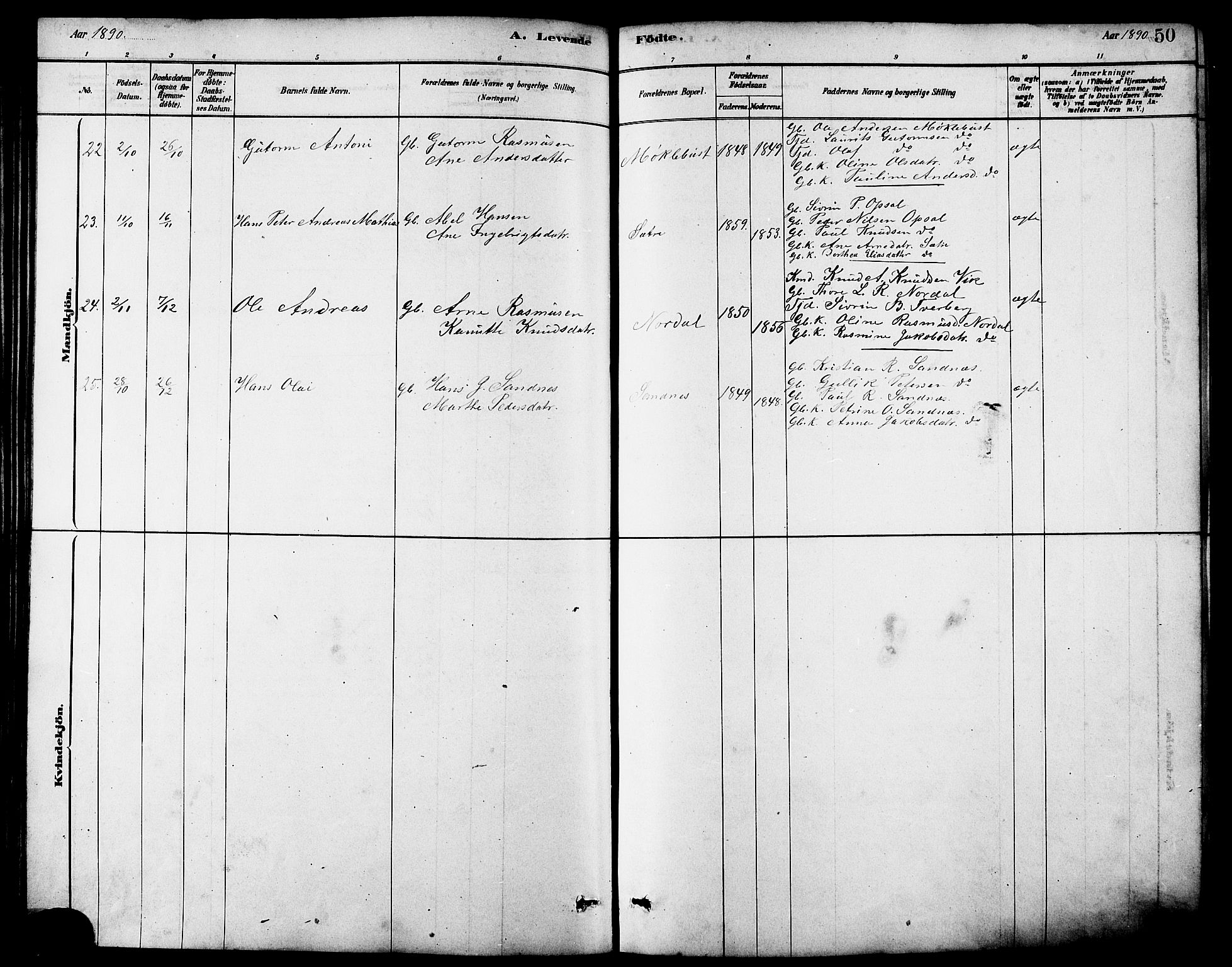 Ministerialprotokoller, klokkerbøker og fødselsregistre - Møre og Romsdal, AV/SAT-A-1454/502/L0027: Parish register (copy) no. 502C01, 1878-1908, p. 50