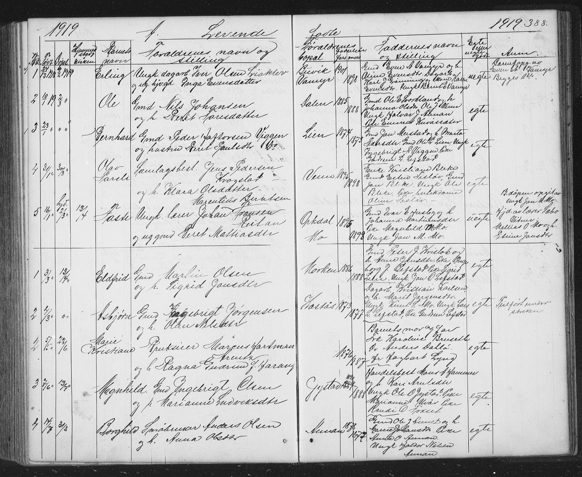 Ministerialprotokoller, klokkerbøker og fødselsregistre - Sør-Trøndelag, SAT/A-1456/667/L0798: Parish register (copy) no. 667C03, 1867-1929, p. 388