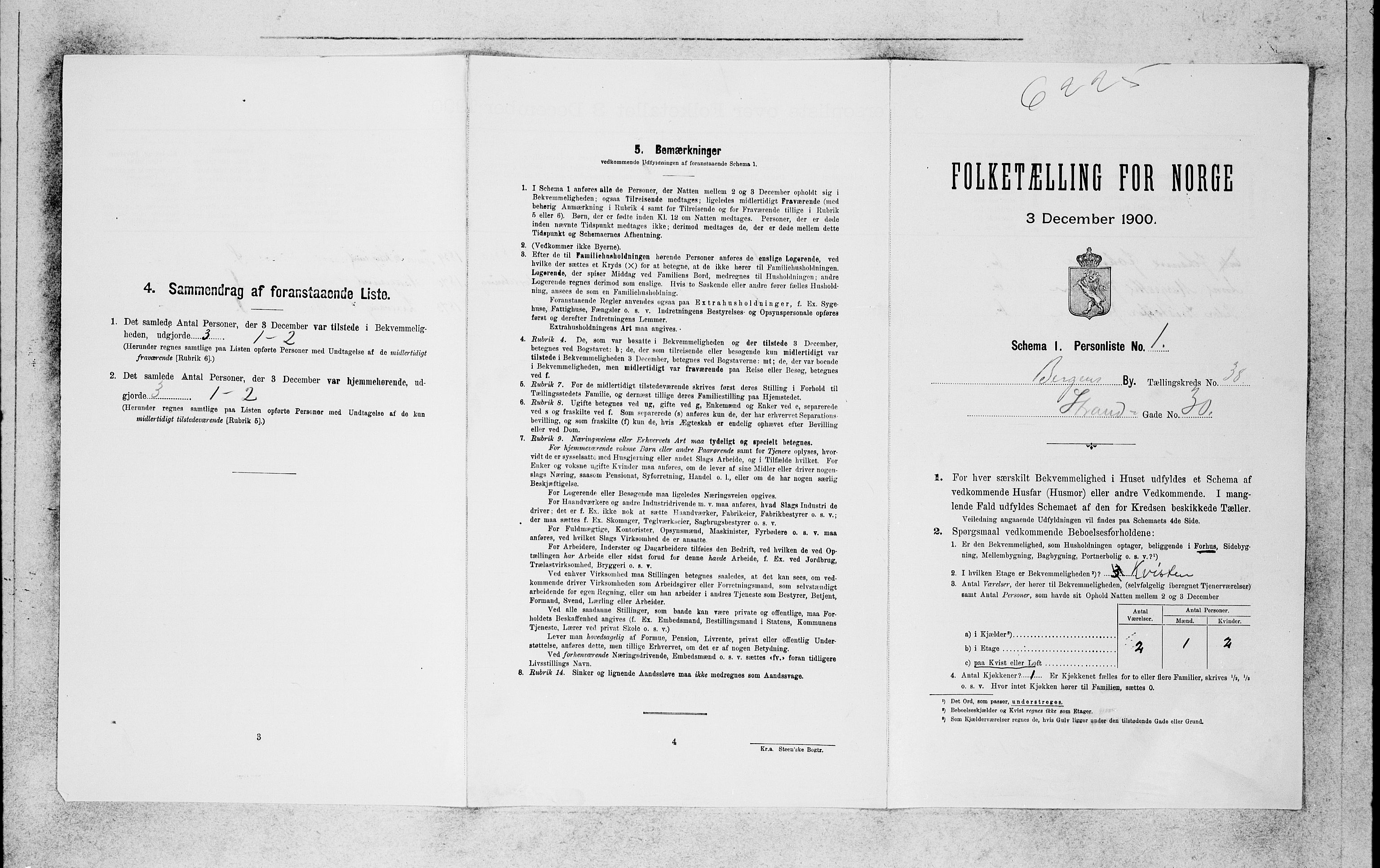 SAB, 1900 census for Bergen, 1900, p. 7232