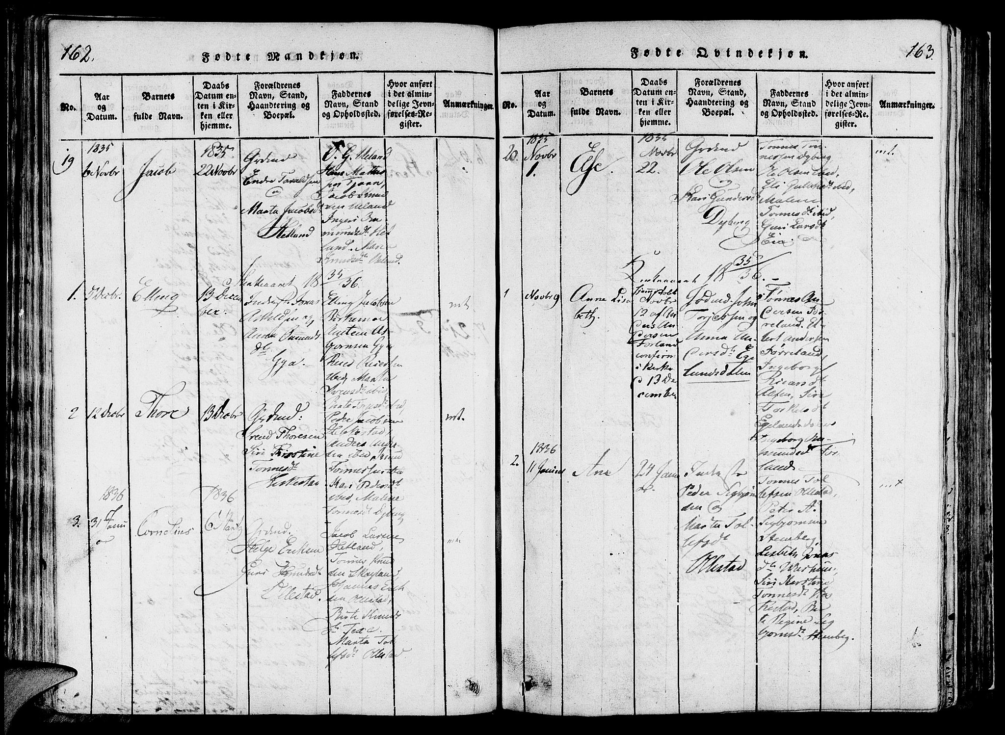 Lund sokneprestkontor, AV/SAST-A-101809/S06/L0006: Parish register (official) no. A 6, 1816-1839, p. 162-163