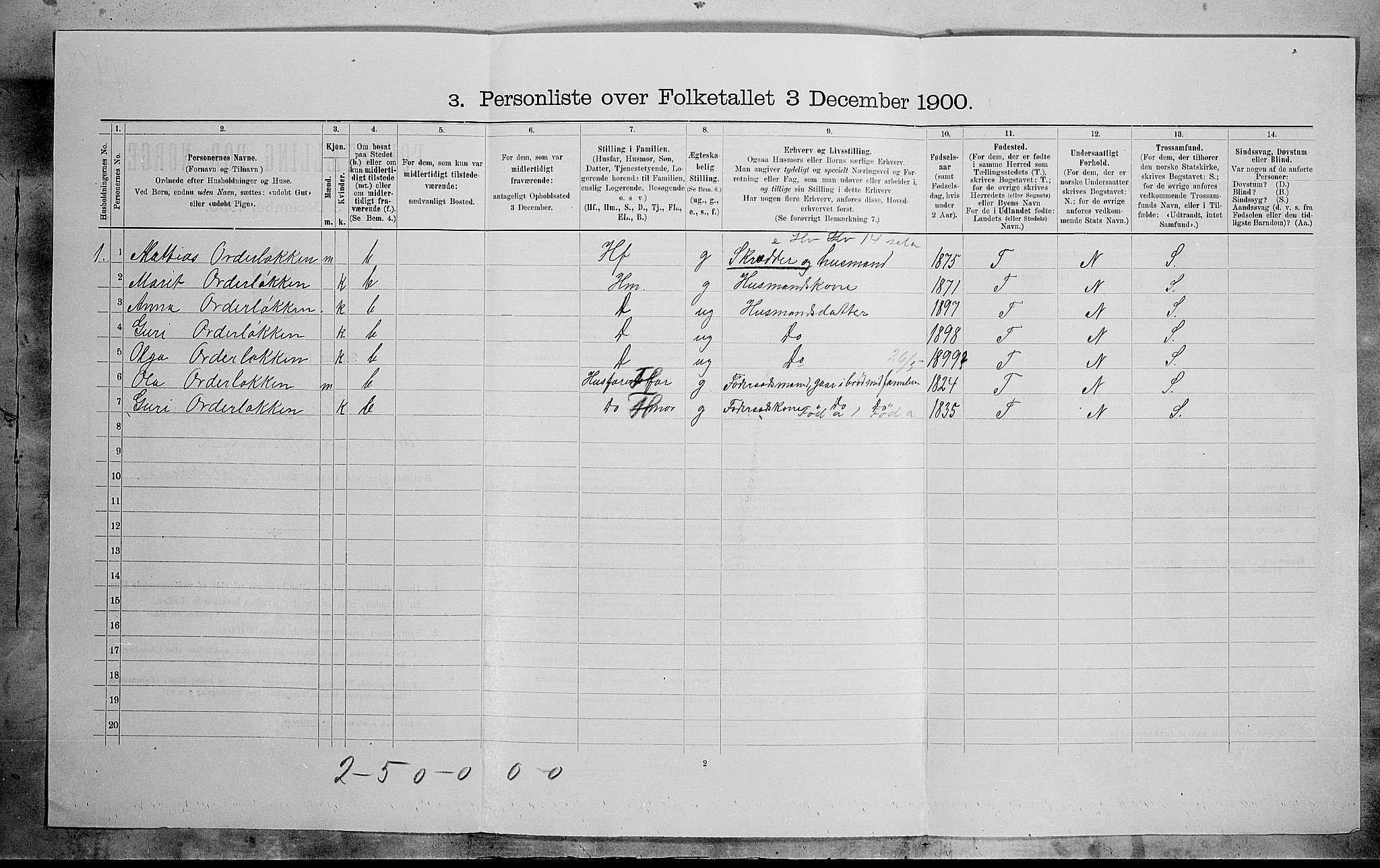 SAH, 1900 census for Lesja, 1900, p. 788