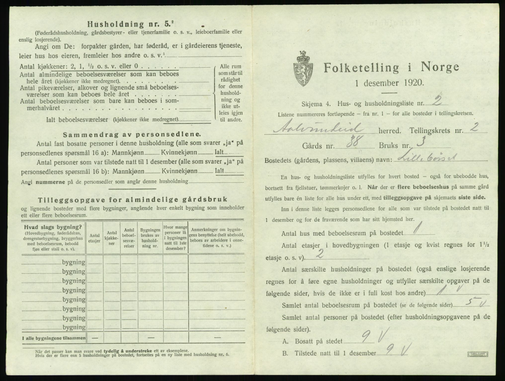 SAT, 1920 census for Ålvundeid, 1920, p. 96