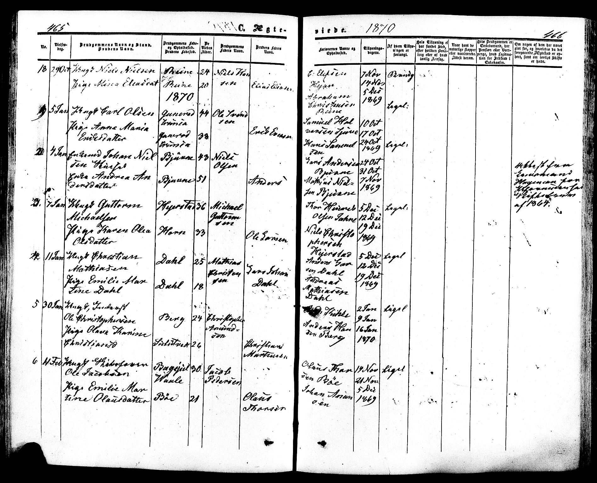 Ramnes kirkebøker, AV/SAKO-A-314/F/Fa/L0006: Parish register (official) no. I 6, 1862-1877, p. 465-466