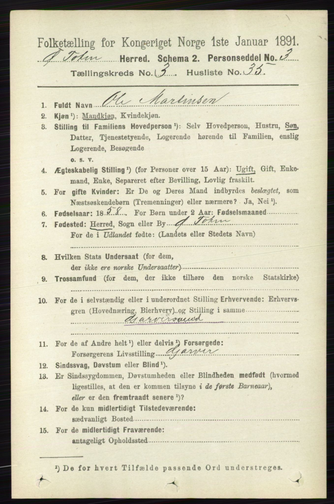 RA, 1891 census for 0528 Østre Toten, 1891, p. 1756