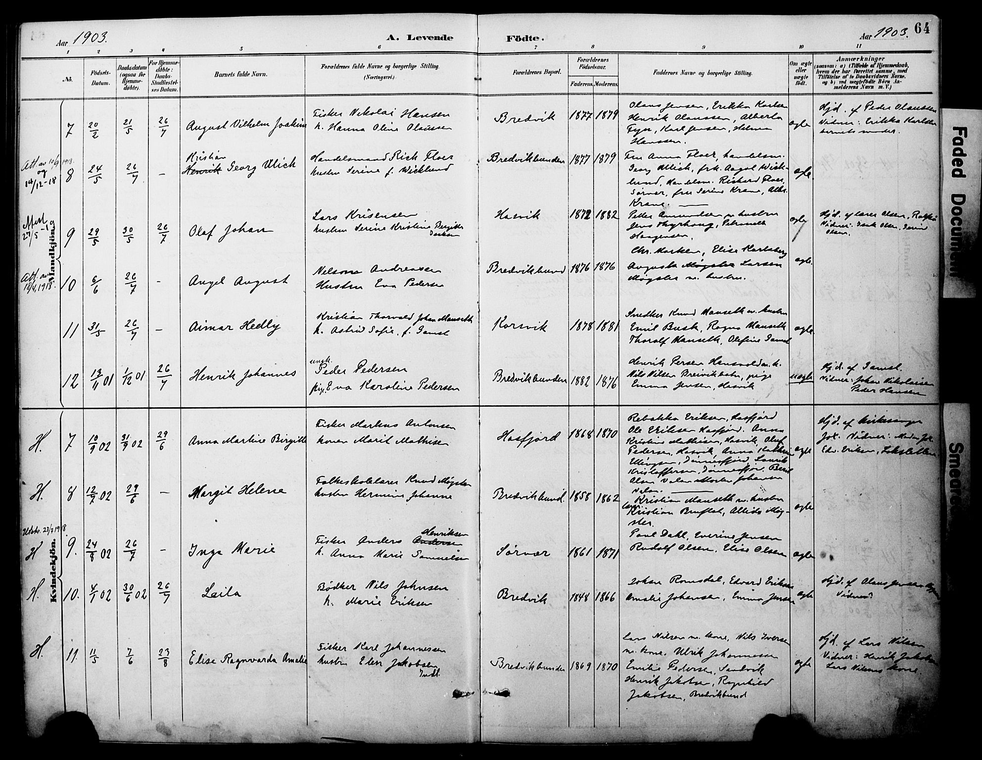 Loppa sokneprestkontor, AV/SATØ-S-1339/H/Ha/L0008kirke: Parish register (official) no. 8, 1889-1907, p. 64