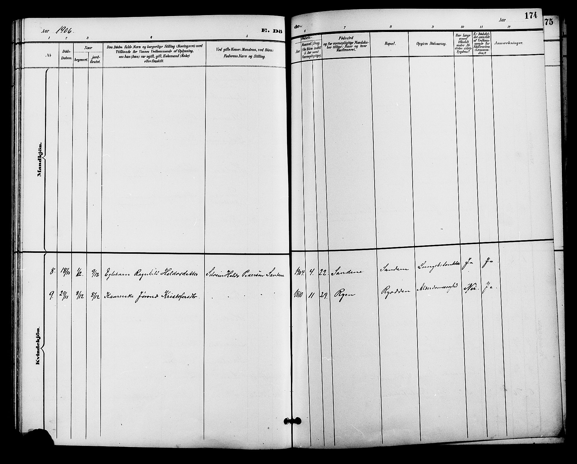 Alvdal prestekontor, AV/SAH-PREST-060/H/Ha/Hab/L0004: Parish register (copy) no. 4, 1894-1910, p. 174