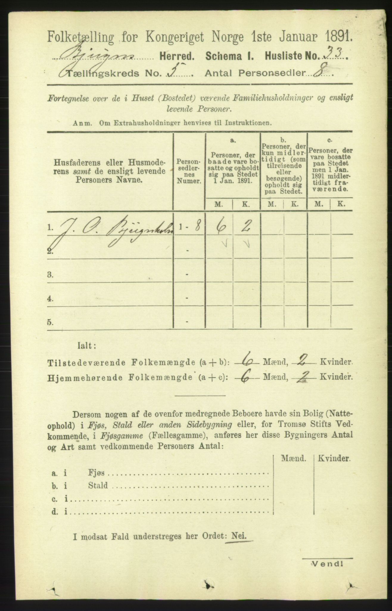 RA, 1891 census for 1627 Bjugn, 1891, p. 1351