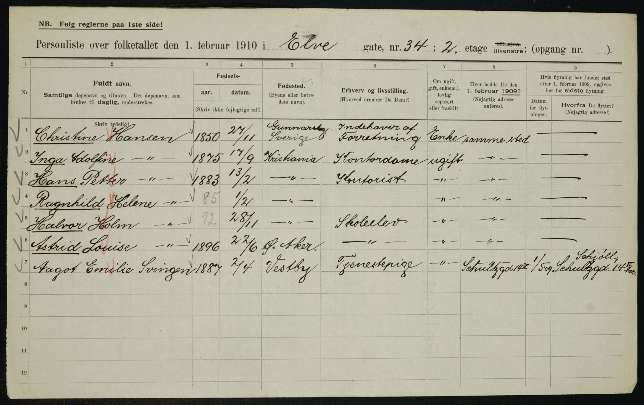 OBA, Municipal Census 1910 for Kristiania, 1910, p. 19205