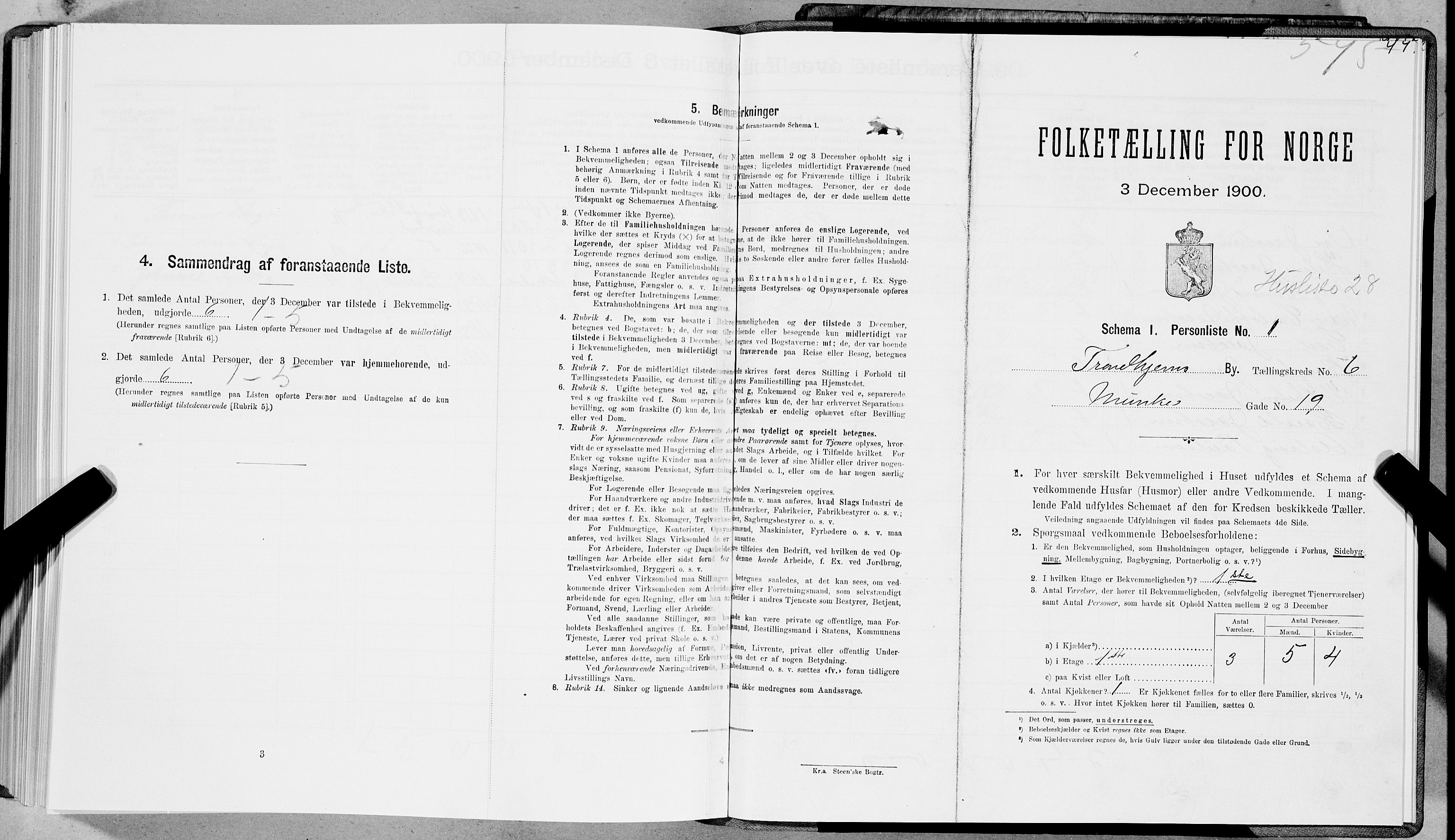 SAT, 1900 census for Trondheim, 1900, p. 1029