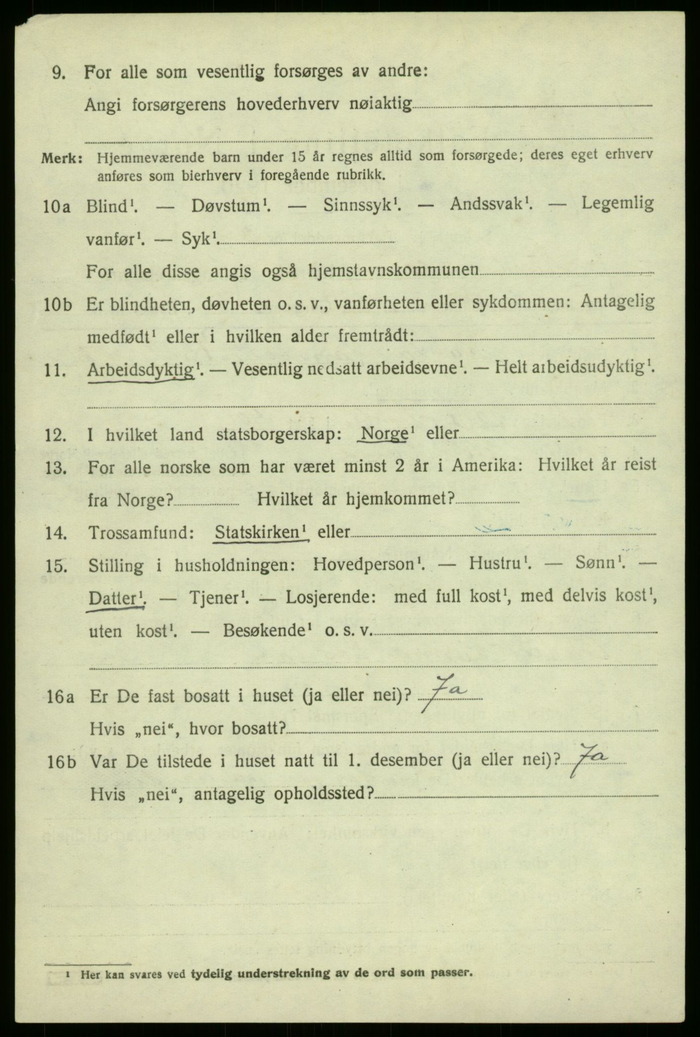 SAB, 1920 census for Aurland, 1920, p. 4293