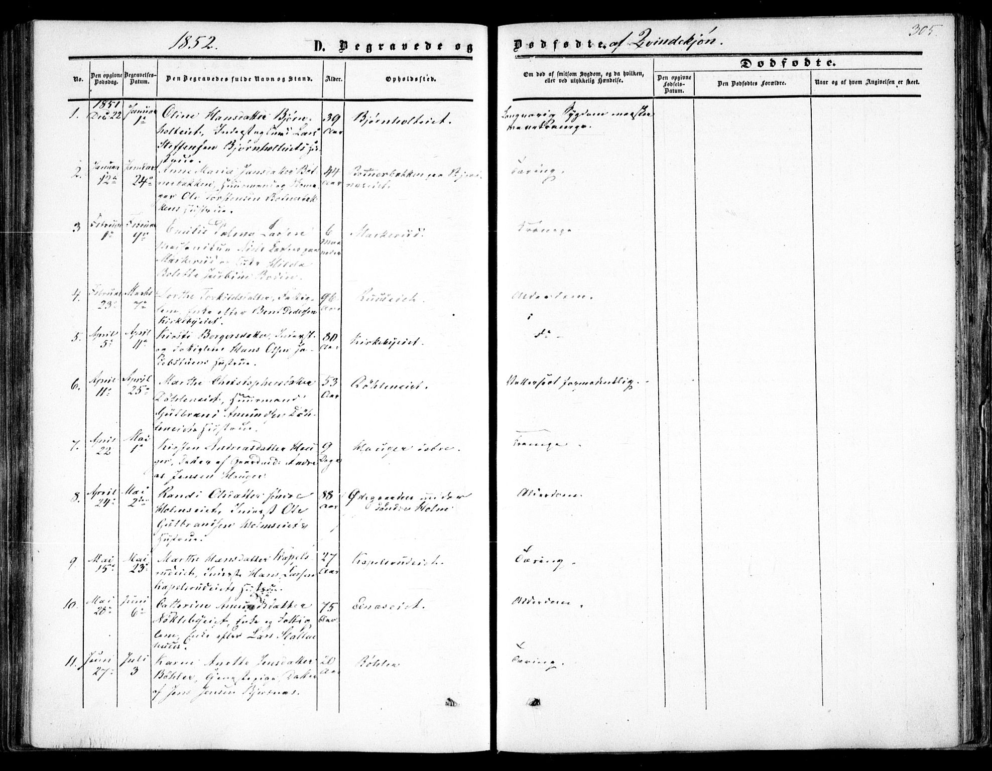 Nittedal prestekontor Kirkebøker, SAO/A-10365a/F/Fa/L0005: Parish register (official) no. I 5, 1850-1862, p. 305