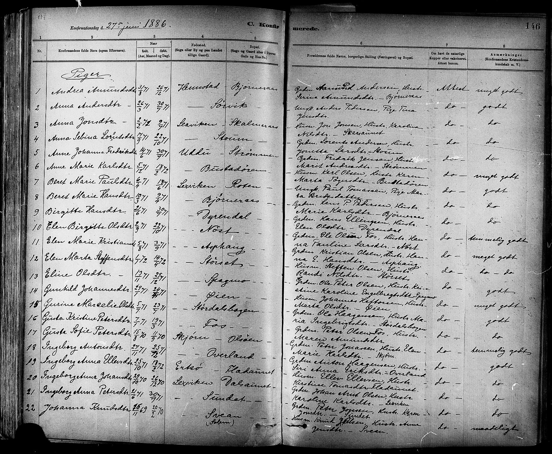 Ministerialprotokoller, klokkerbøker og fødselsregistre - Sør-Trøndelag, AV/SAT-A-1456/647/L0634: Parish register (official) no. 647A01, 1885-1896, p. 146