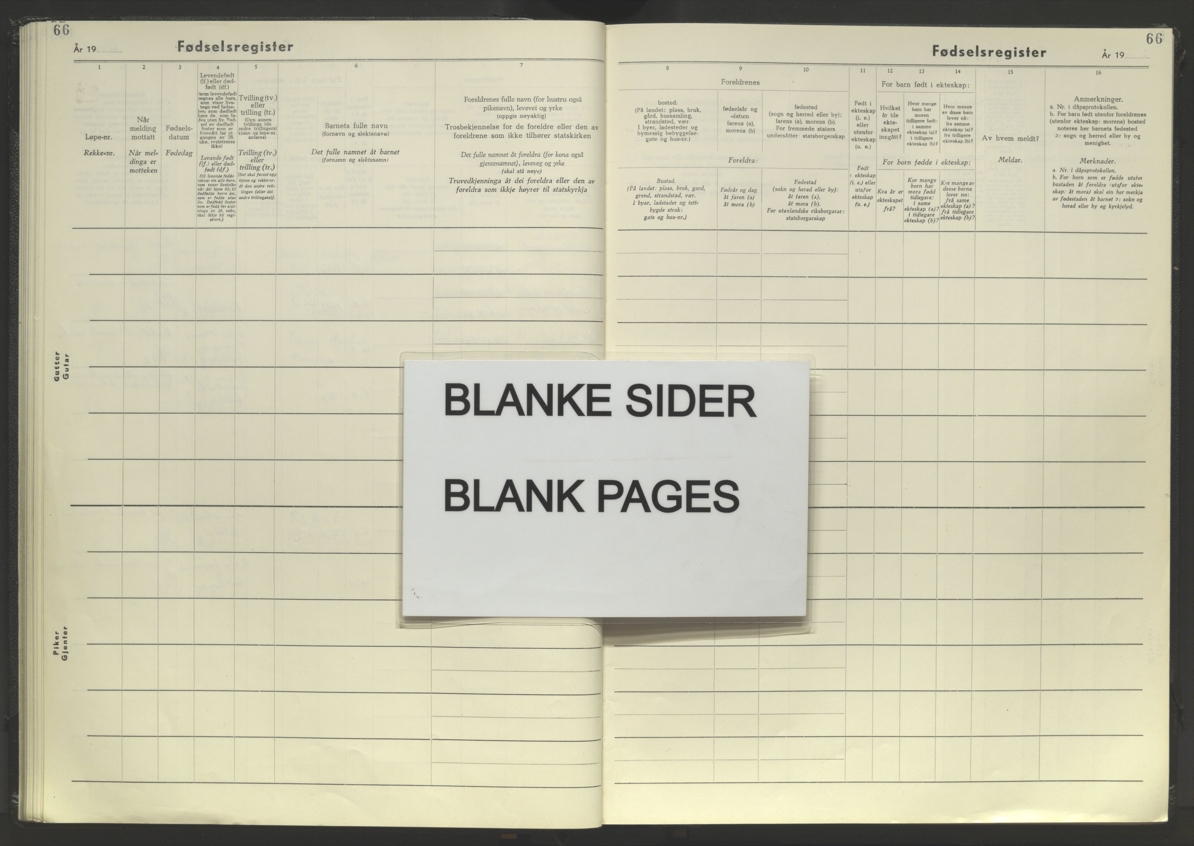 Ibestad sokneprestembete, AV/SATØ-S-0077/I/Ic/L0065: Birth register no. 65, 1962-1982, p. 66