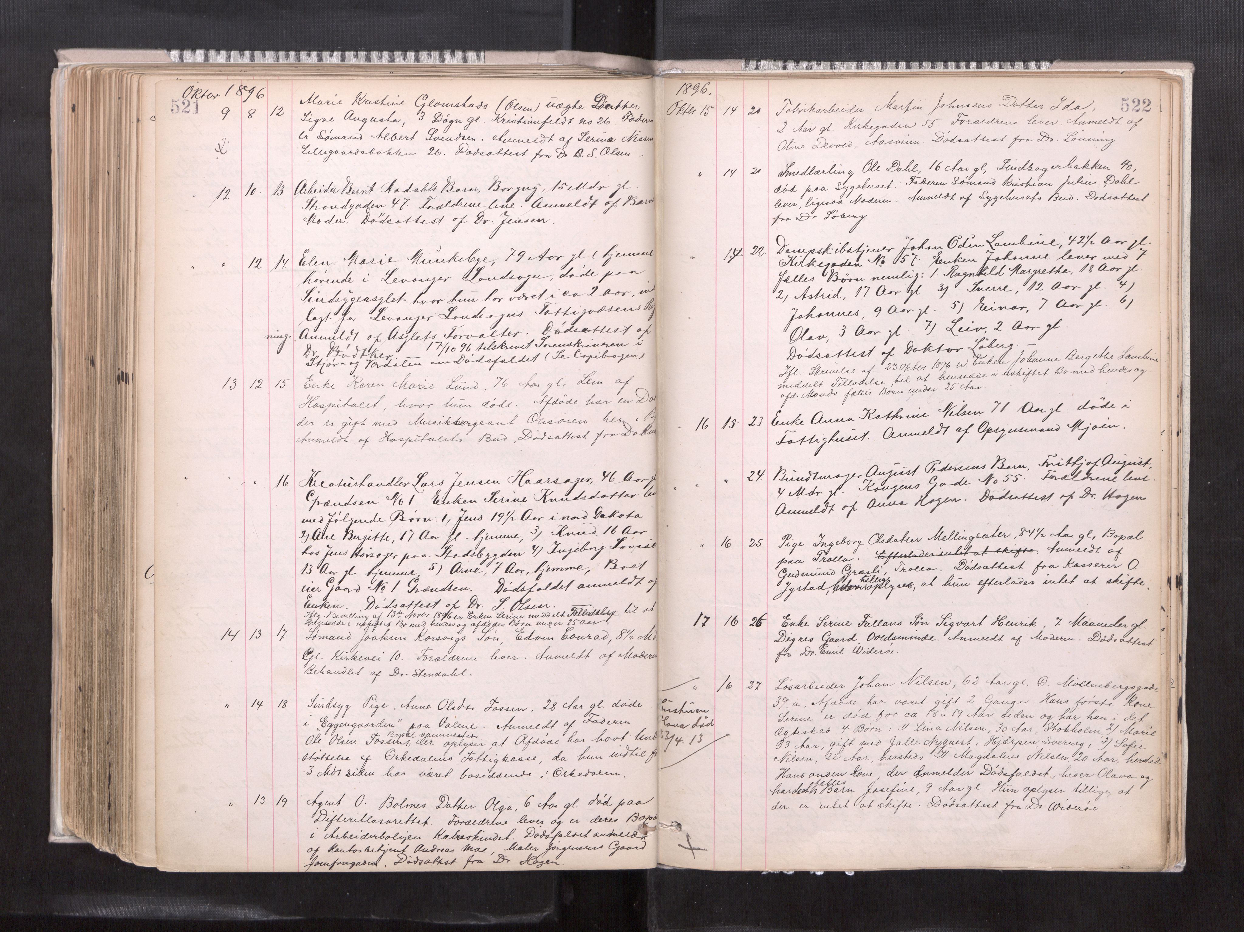 Trondheim byfogd, AV/SAT-A-0003/1/3/3L/L0004: Dødsanmeldelsesprotokoll, 1891-1897, p. 521-522