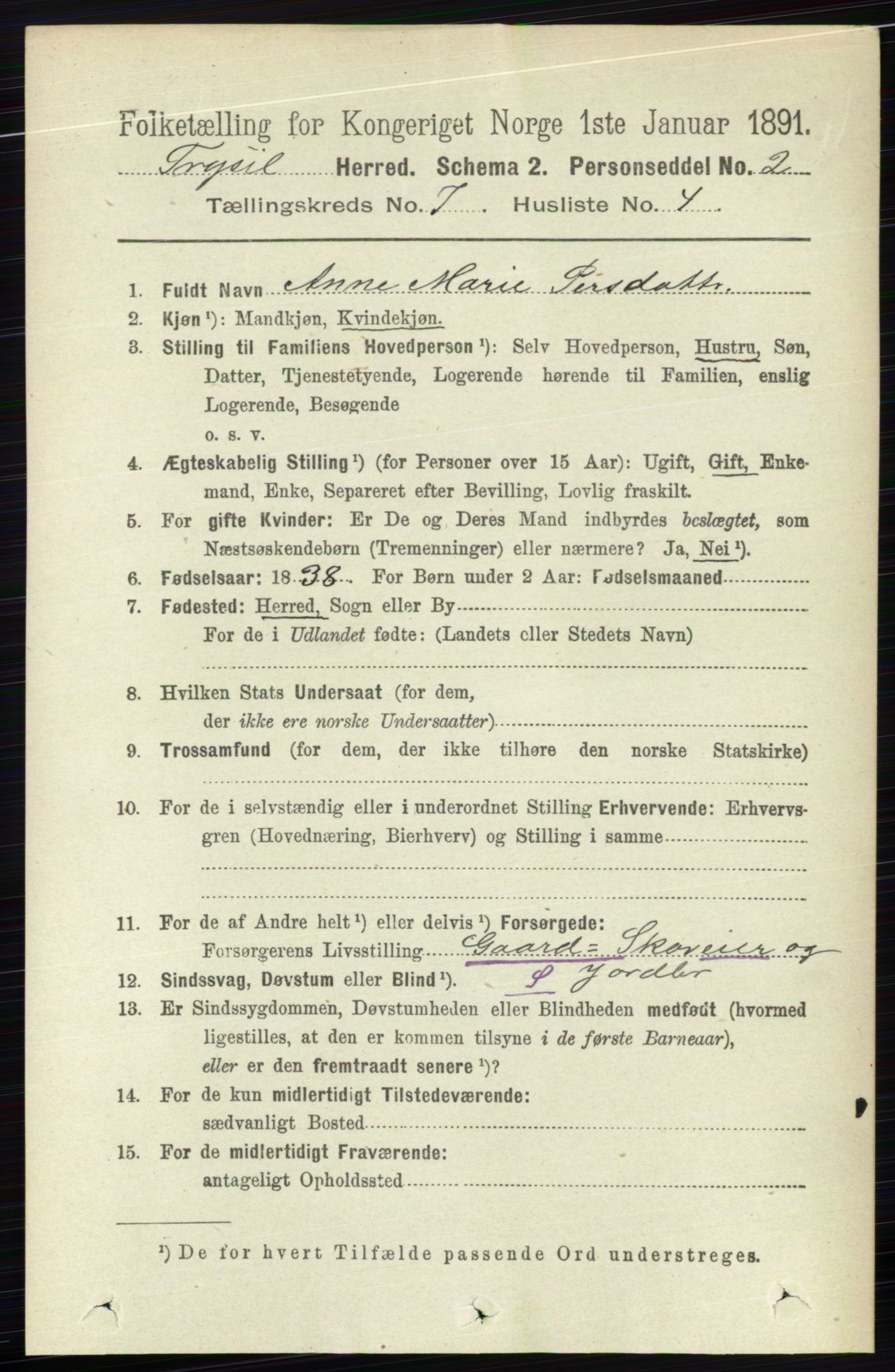 RA, 1891 census for 0428 Trysil, 1891, p. 3157